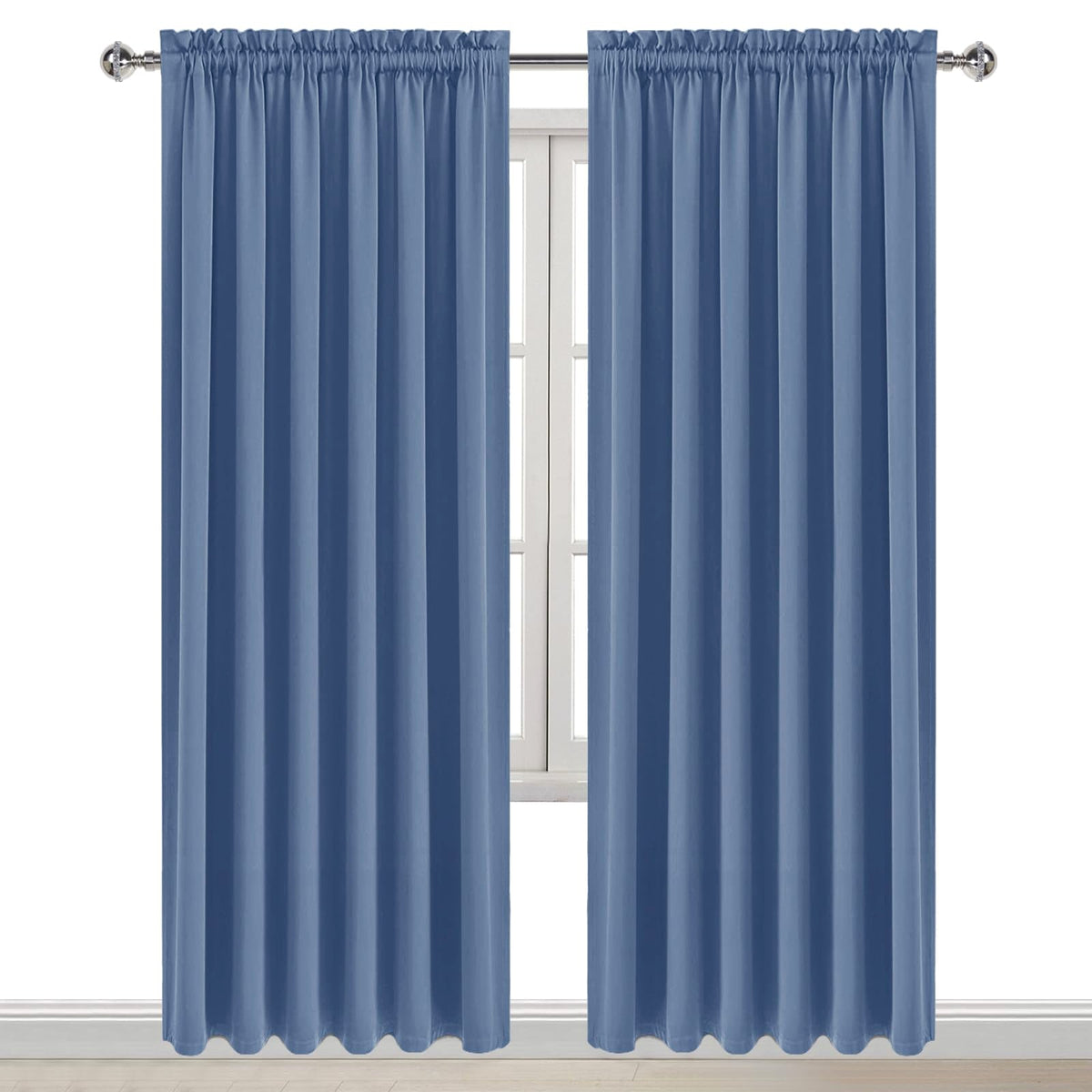 Wide Blackout Curtains for Bedroom 70 x 84 Inch Long Dusty Blue
