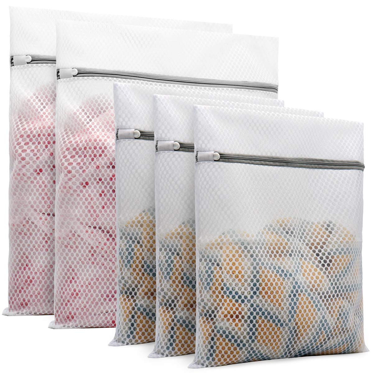 5Pcs Durable Honeycomb Mesh Laundry Bags for Delicates
