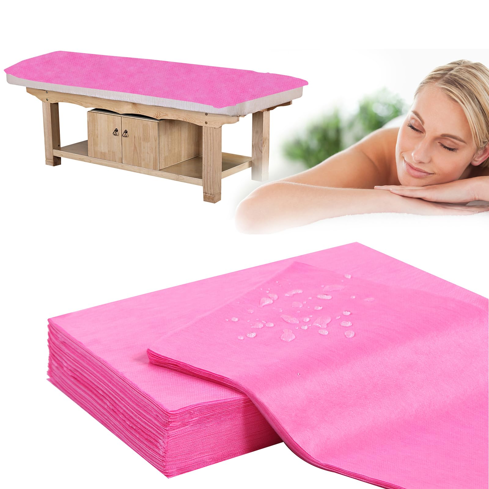Disposable Bed Sheets for Massage Table 50 Pcs 31" x 71" Waterproof Massage Table Sheets Soft Non Woven Fabric SPA Massage Table Bed Cover Breathable for Beauty Tattoos Waxing Travel (50 Count)