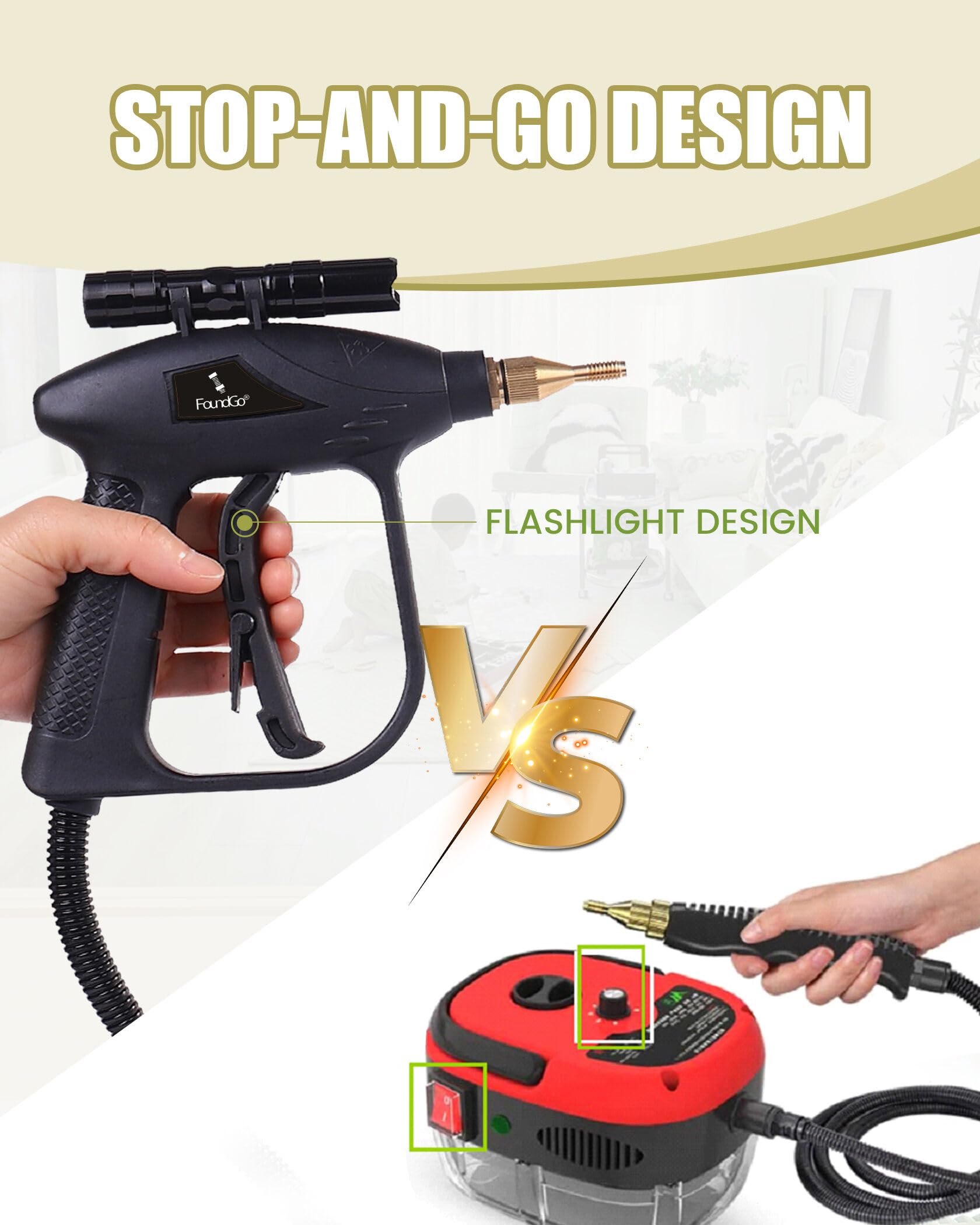 1700W Tankless Handheld Steam Cleaner with 7 Brushes 20s Heating to 239℉ Pressurized Portable Steam Cleaner