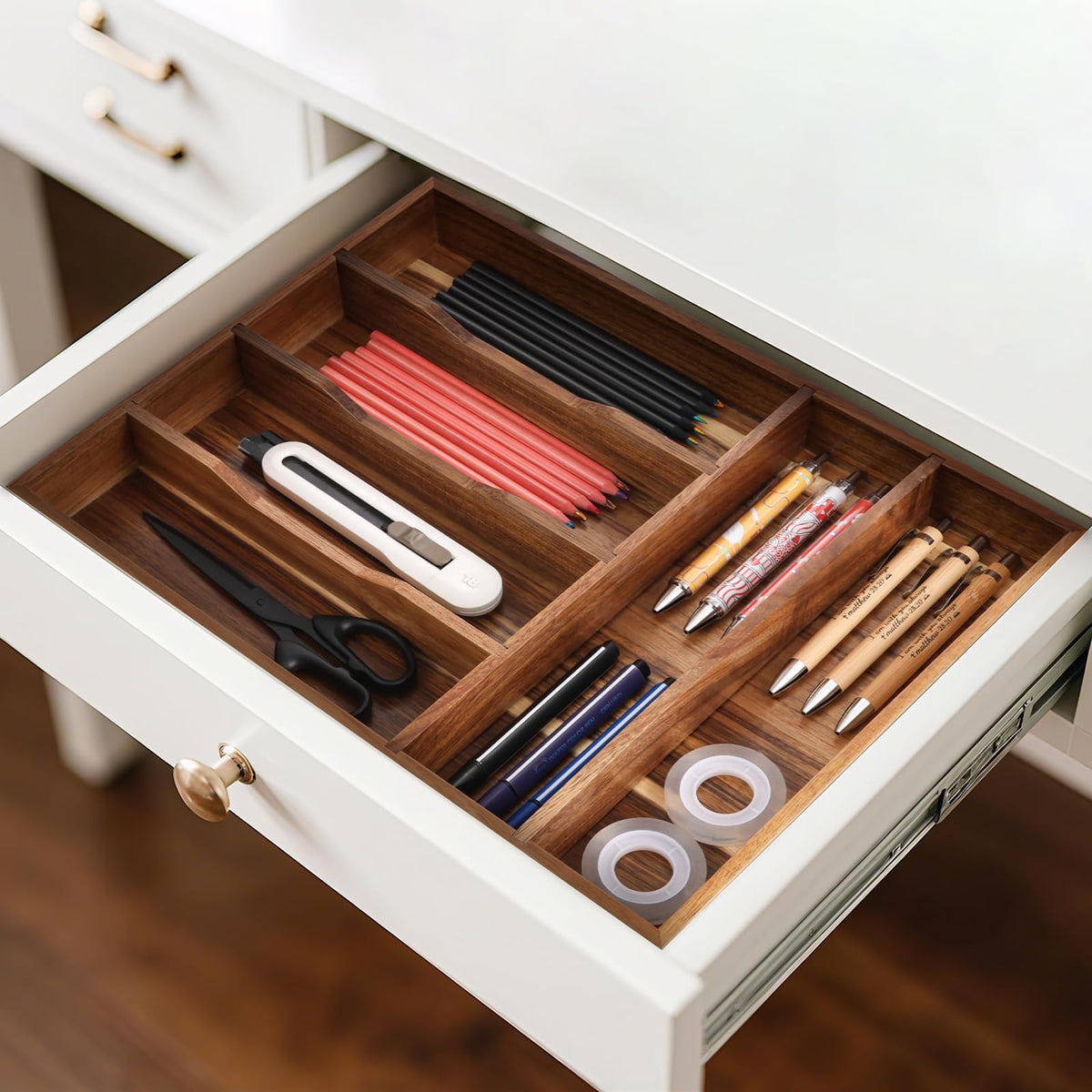 Acacia Wood Silverware Drawer Organizer