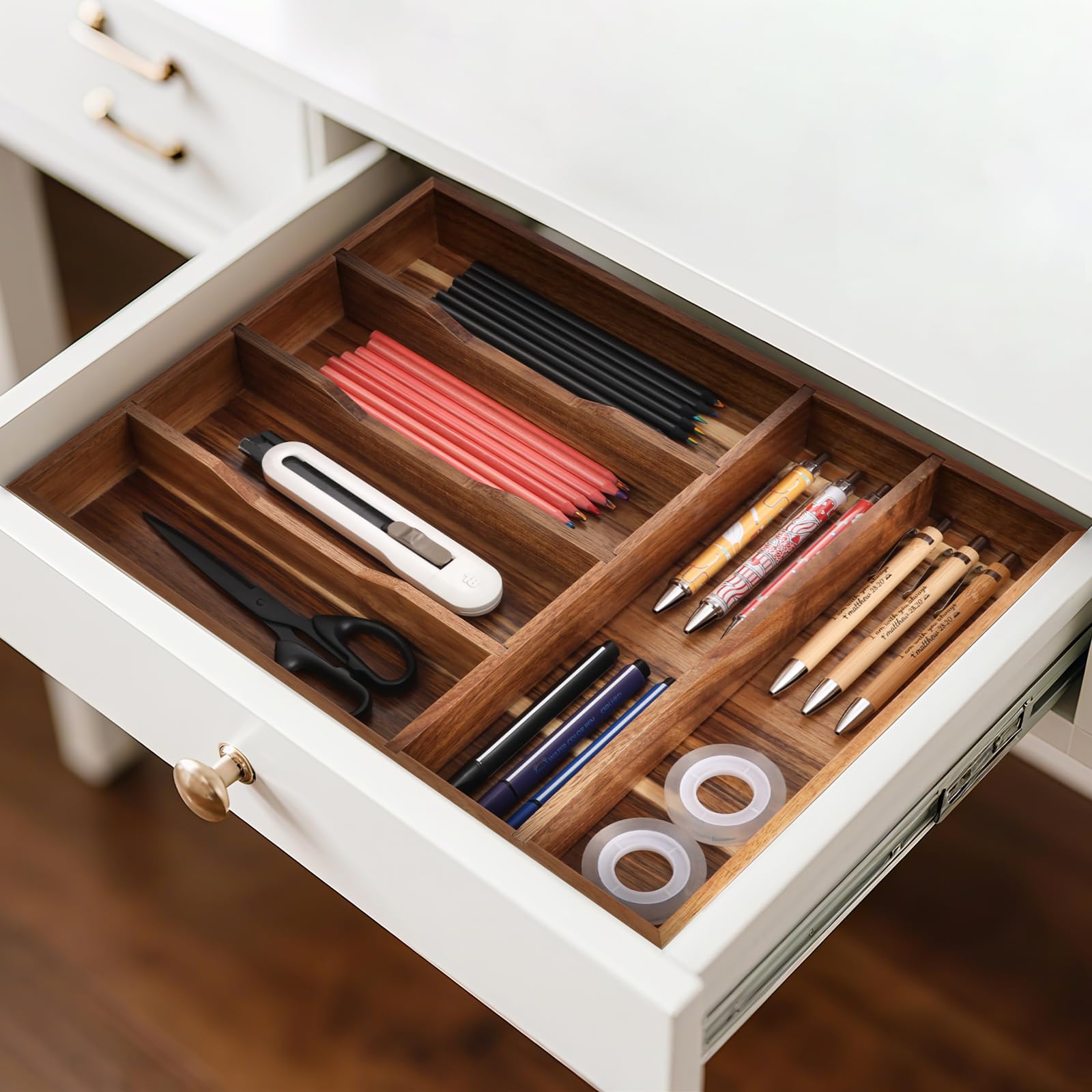 Acacia Wood Silverware Drawer Organizer
