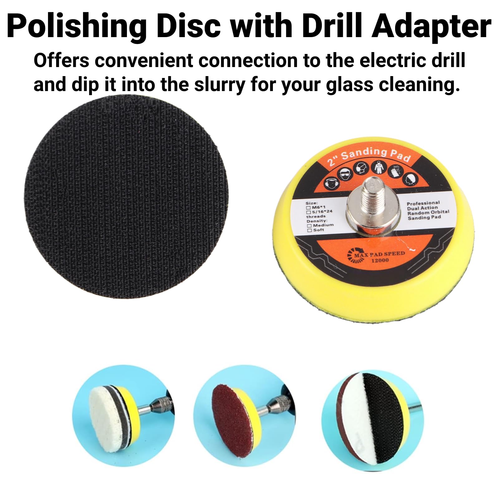Windshield Scratch Remover Glass Polishing Kit Abrasive Discs Felt Pads for Auto Windshield Repair