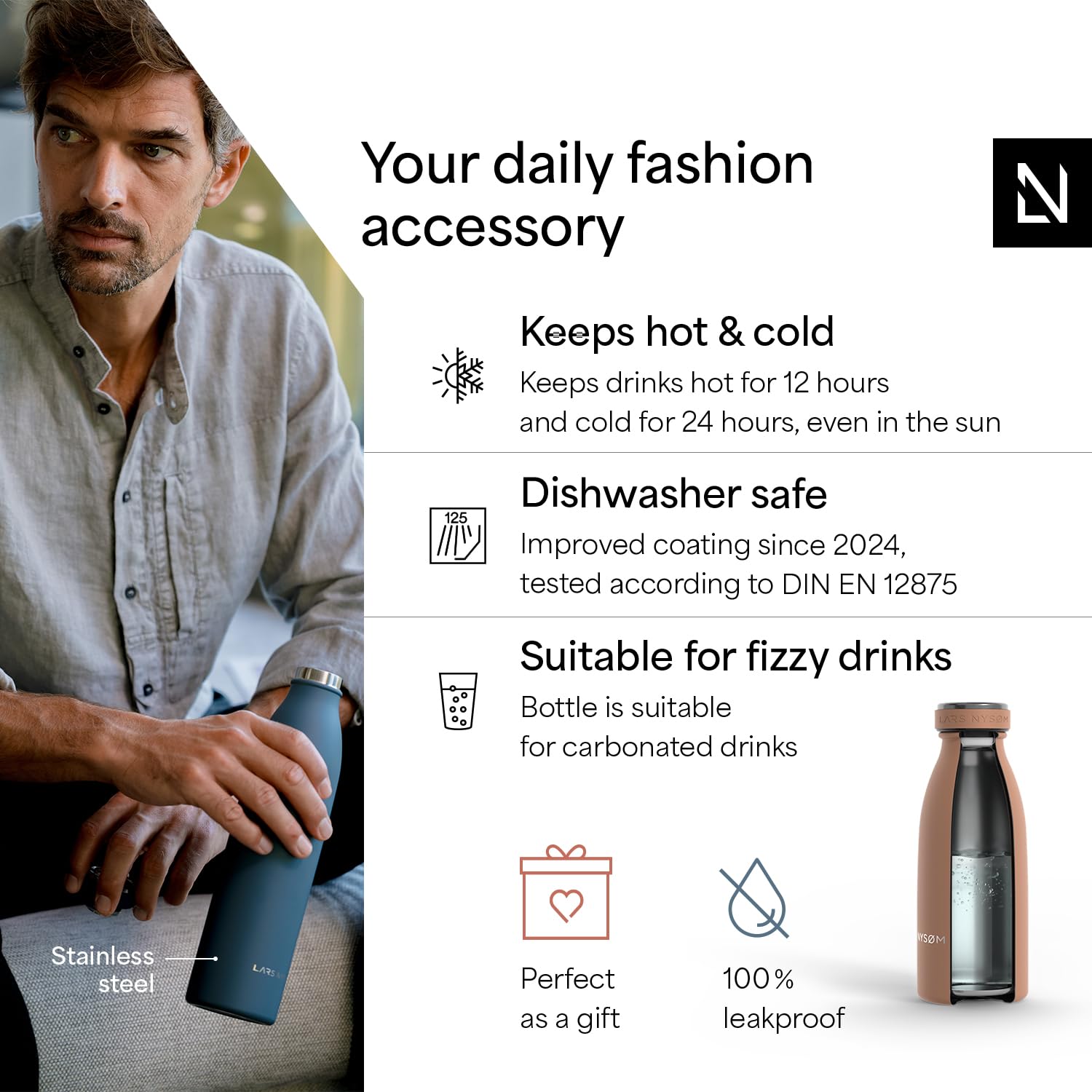 Stainless Steel Insulated Water Bottle 12oz 17oz 25oz 34oz 51oz