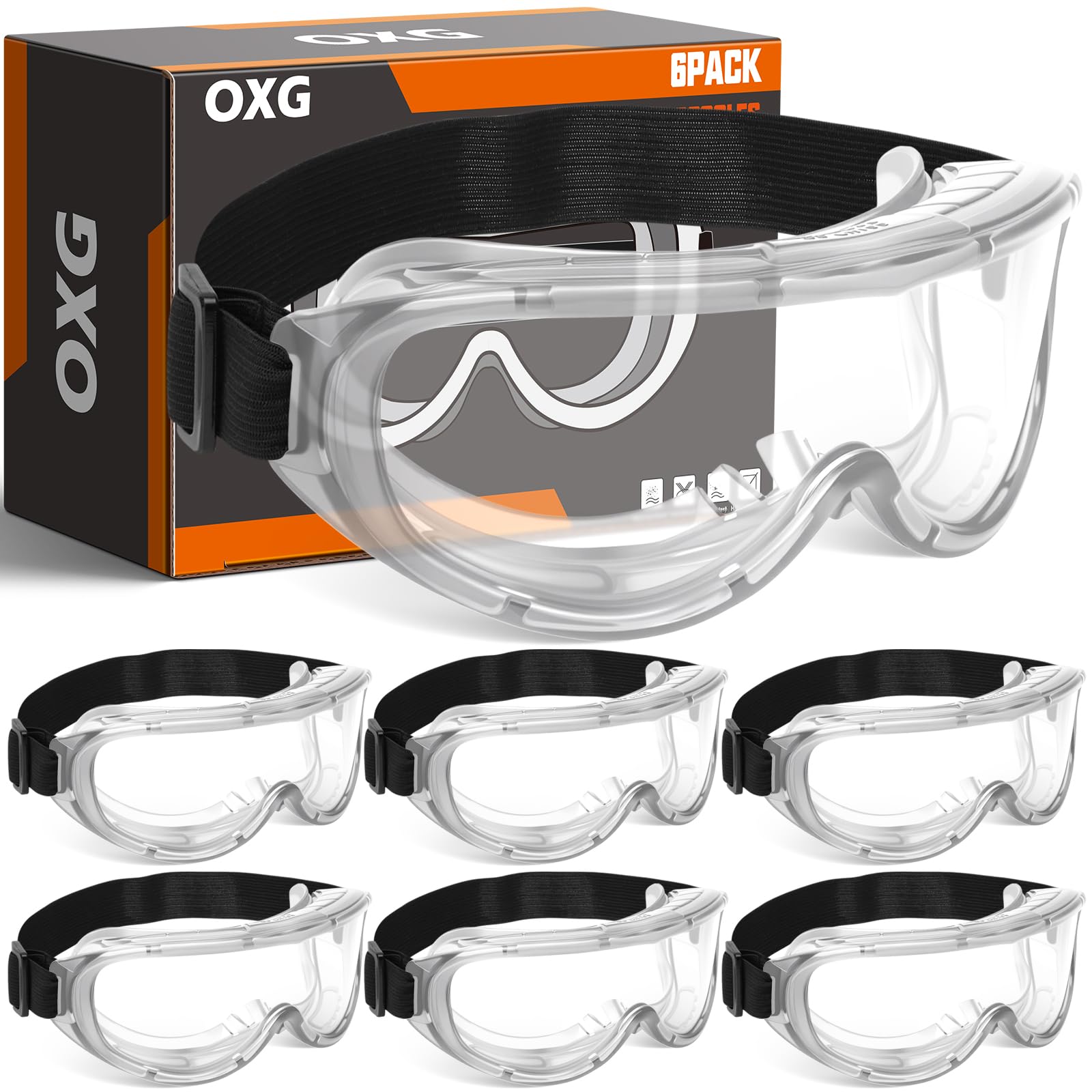 6 Pack Protective Safety Goggles Anti (6 Count)