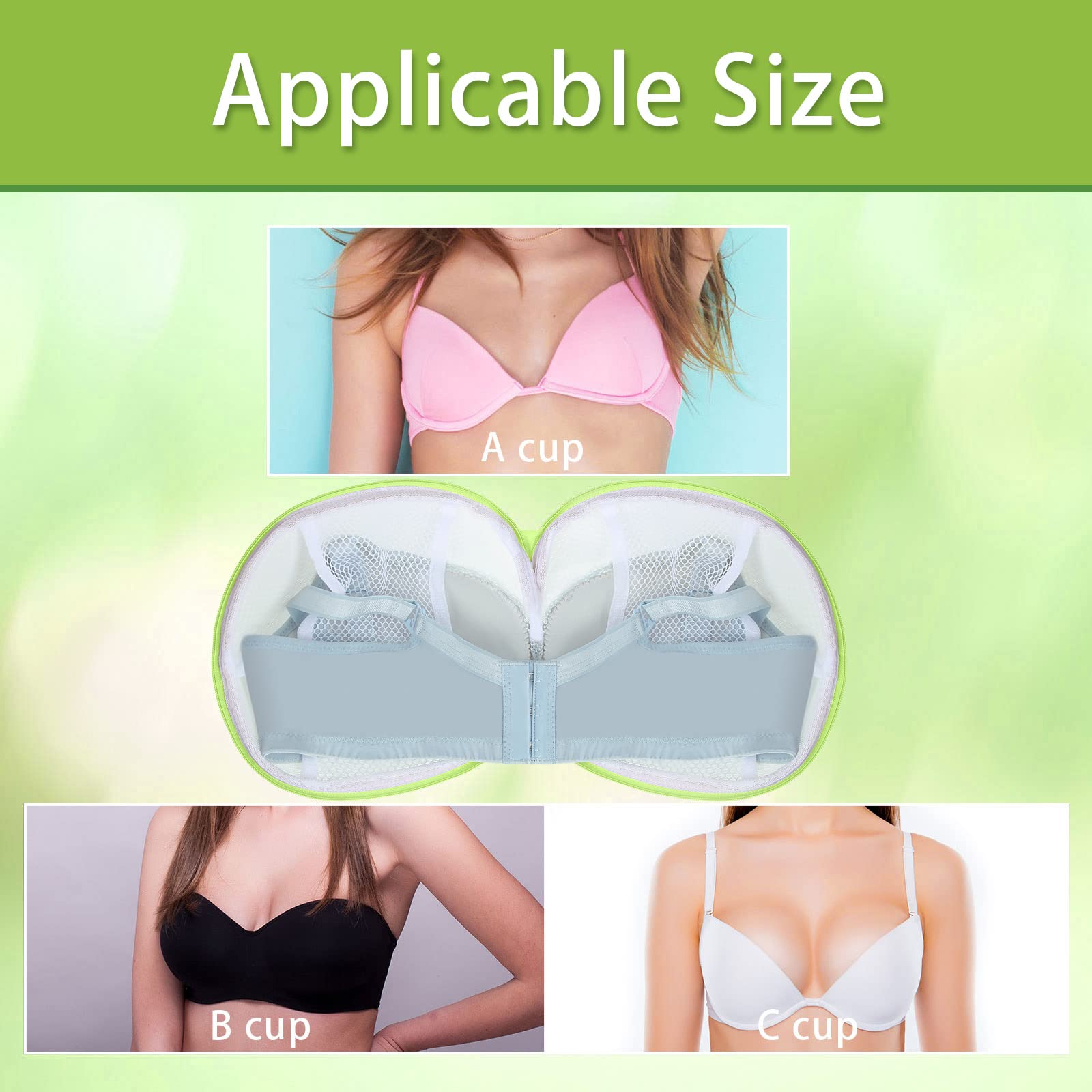 6 Pcs Bra Washing Bag for Laundry Storage Women 7.87 Inch Green