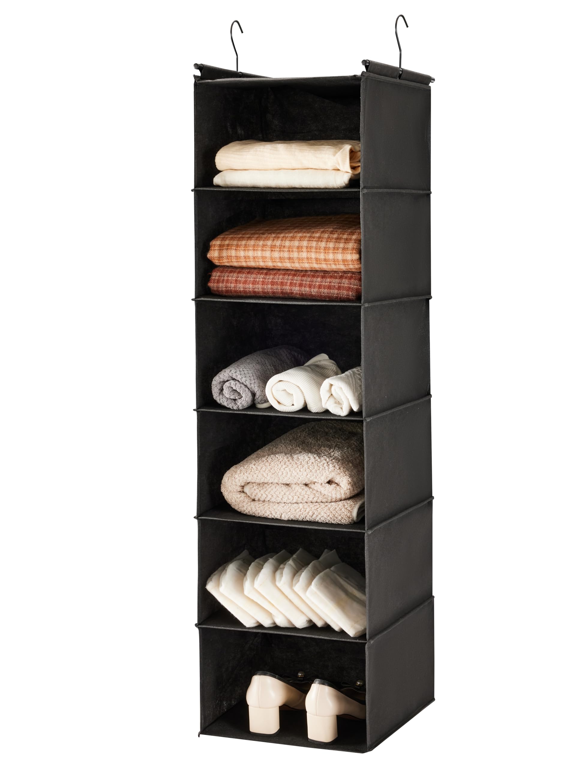 6 Tier Hanging Closet Organizer with 2 Sturdy Hooks