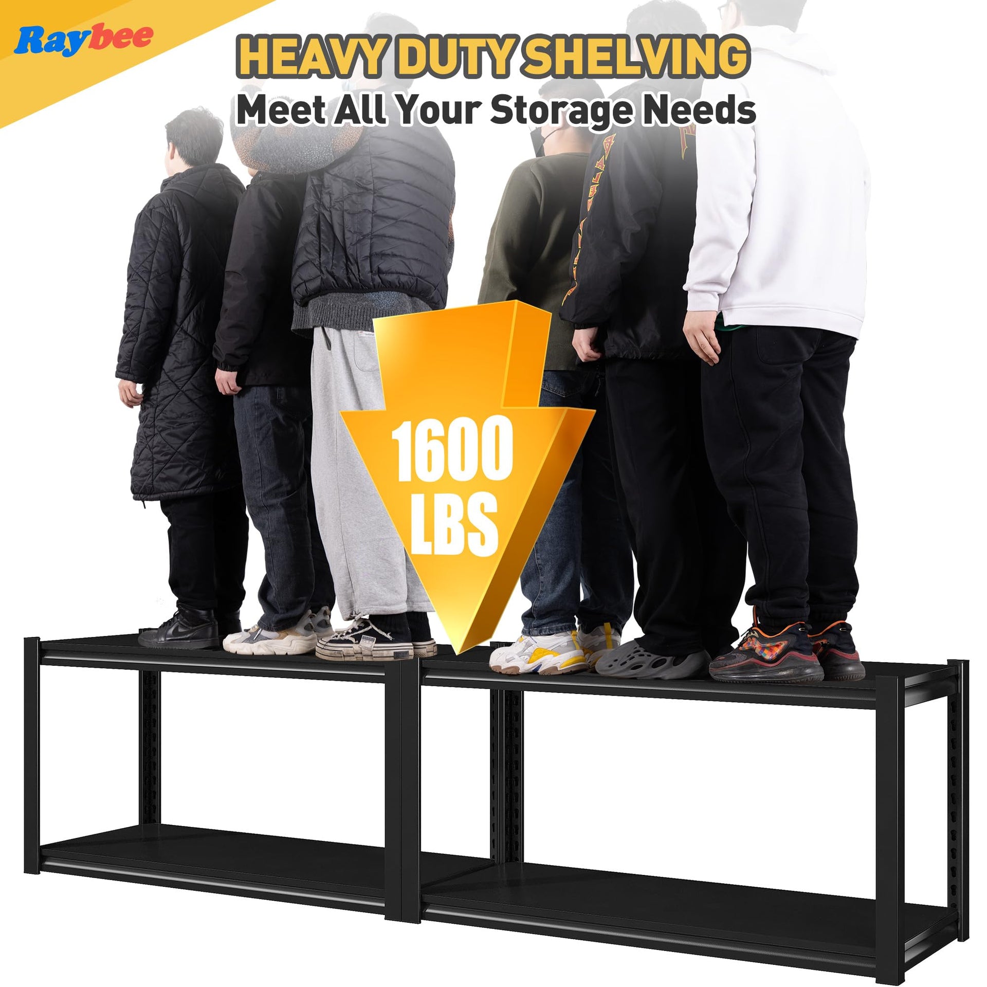 40" W Garage Shelving Heavy Duty Storage Shelves 56.9" H Metal Shelving Heavy Duty Load 1600LBS Adjustable Metal Shelves for Storage for Pantry Kitchen 40" W x 19.1" D x 56.9" H 3 Pack (3 Count)