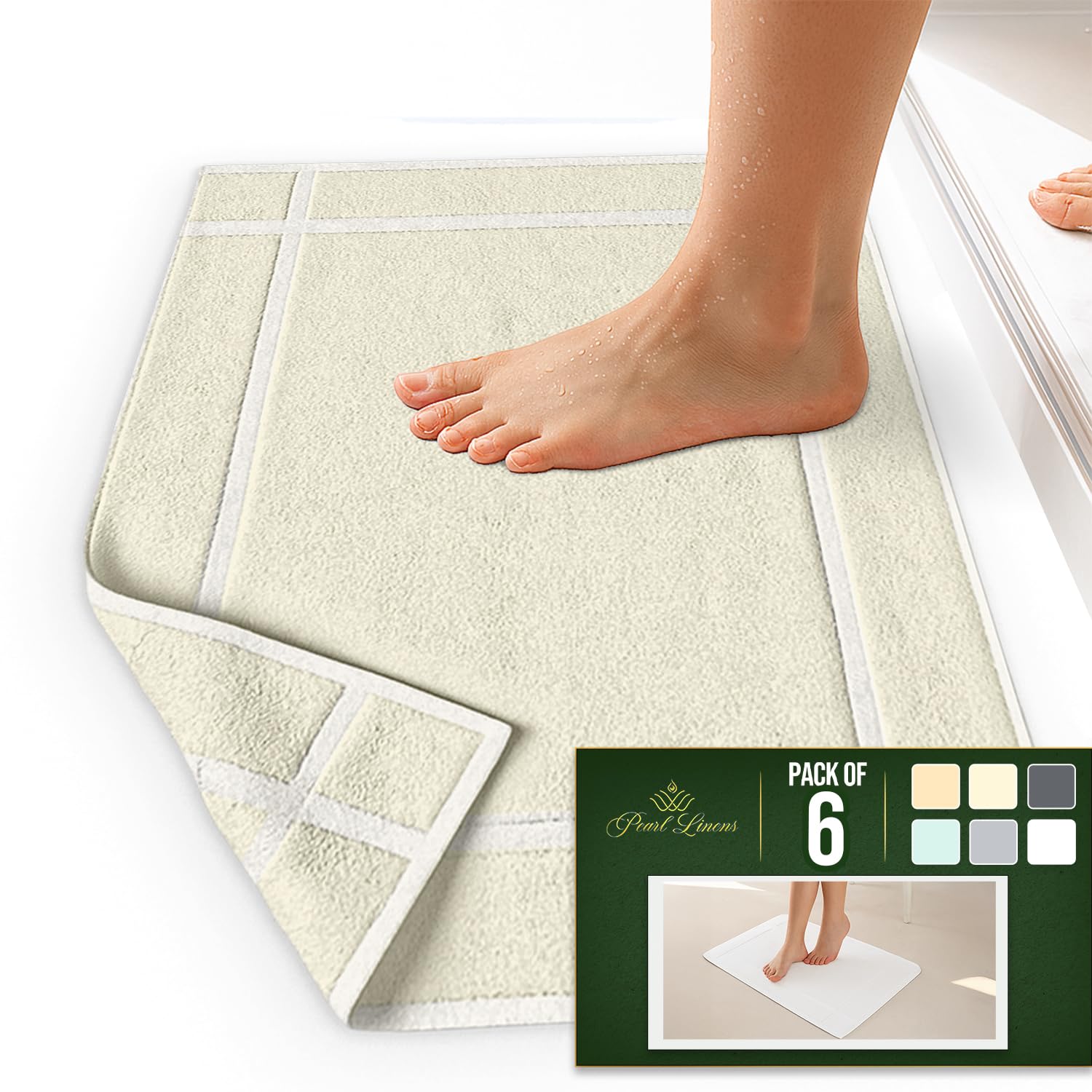 Pack of 6 100% Cotton Bath Mat 20x30 inches