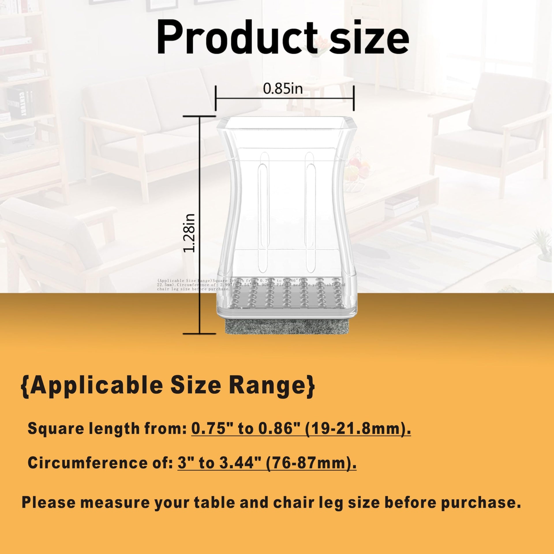 Square Chair Leg Protectors for Hardwood Floors (24 Count)