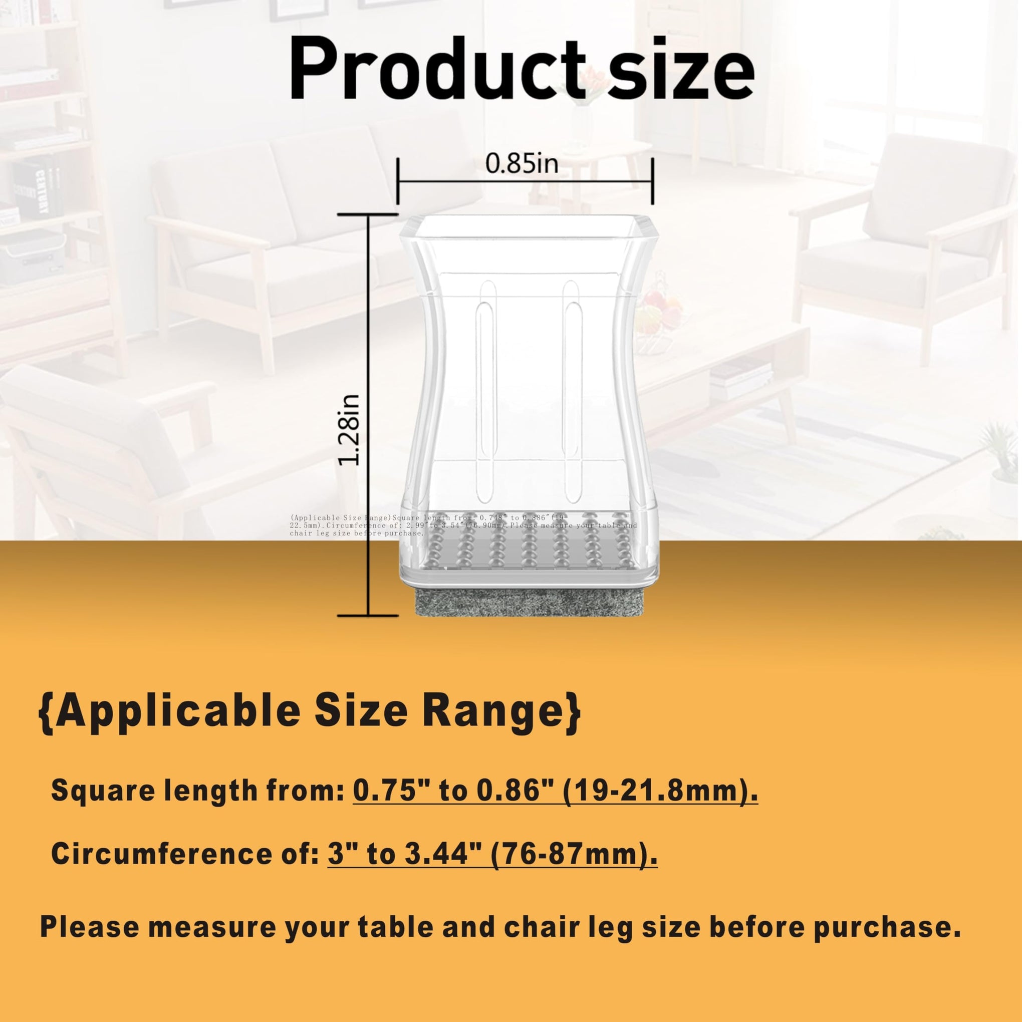 Square Chair Leg Protectors for Hardwood Floors (24 Count)