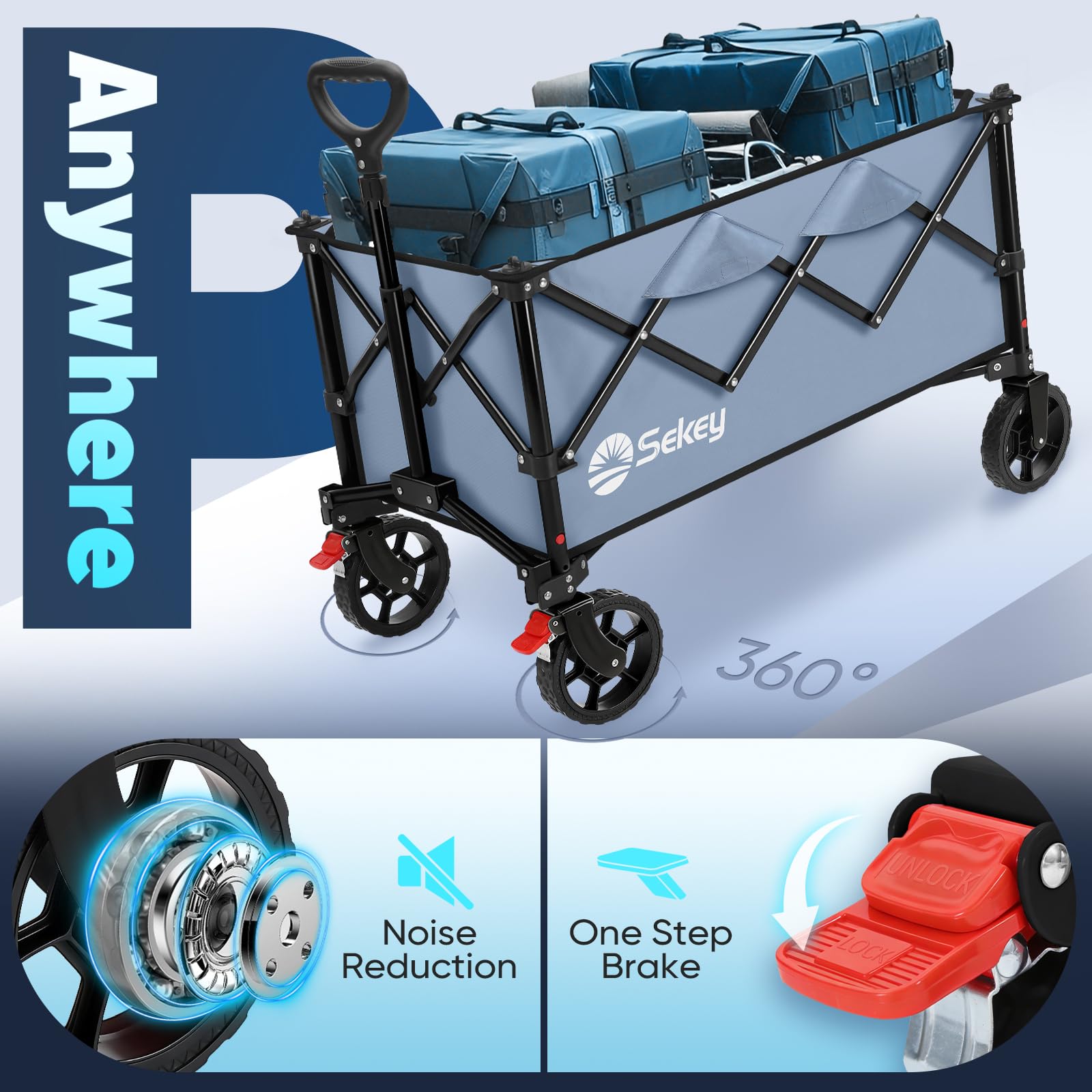 Collapsible Foldable Wagon with 300lbs Weight Capacity