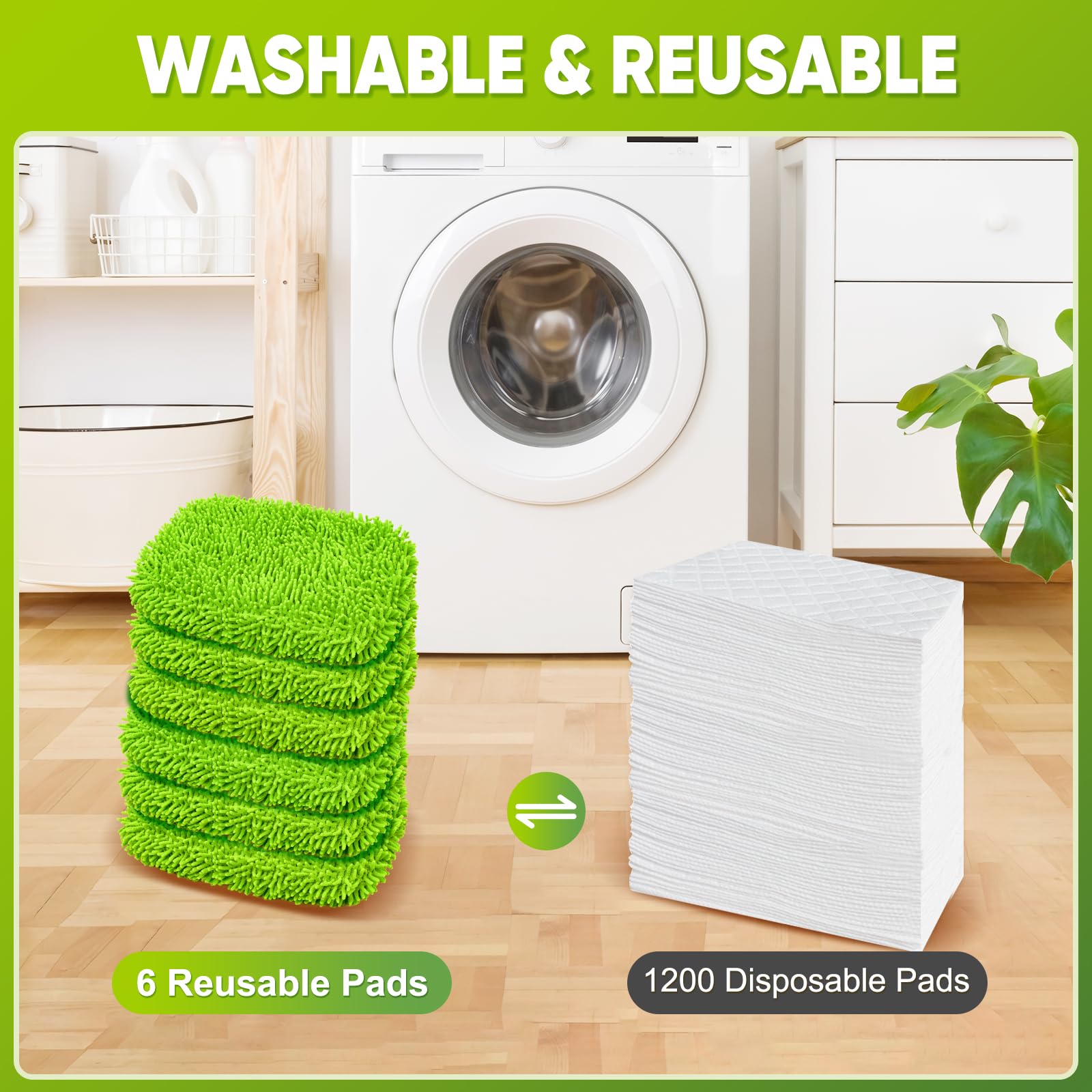 6 Pack Reusable Mop Pads Fit Swiffer Sweeper (6 Count)