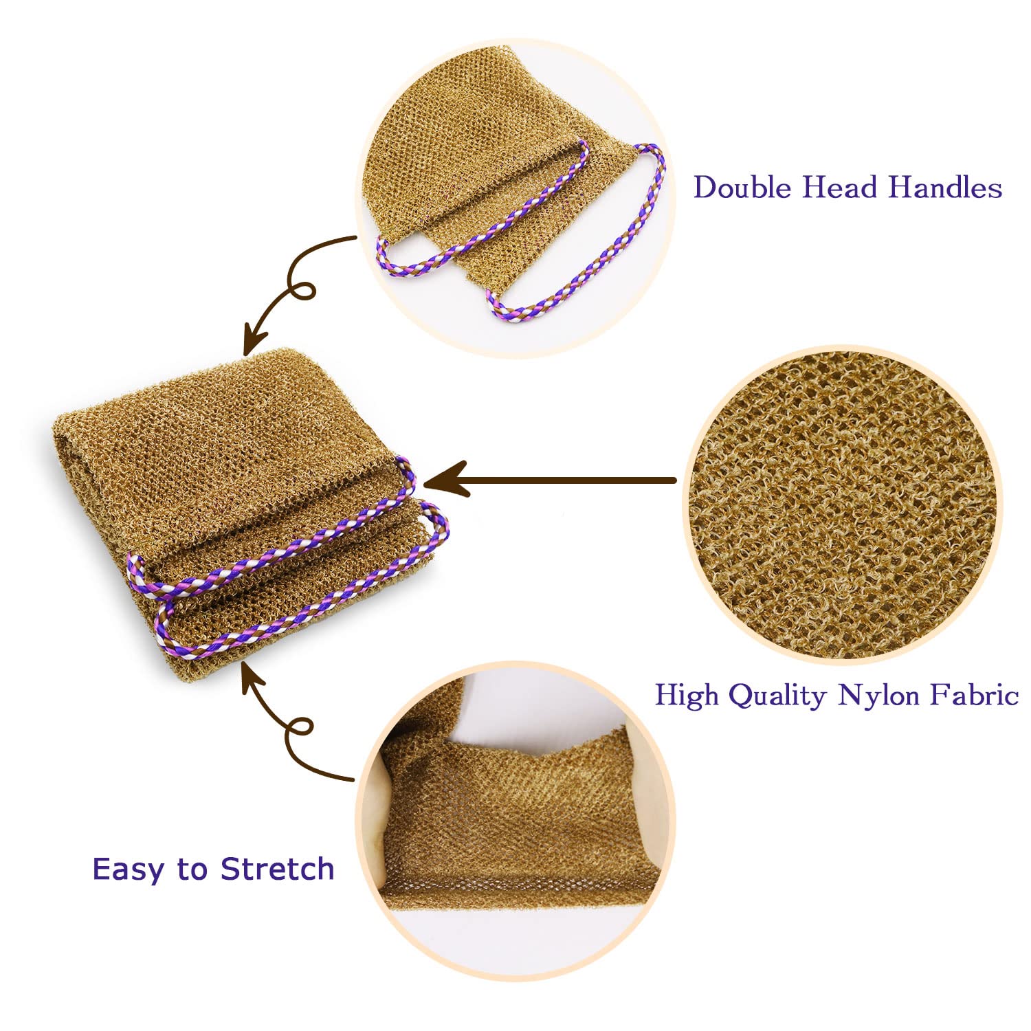 5 Pieces African Net Sponge with Handles Long African Exfoliating Net Washcloth Bath Sponge Net Cloth Wash Net Body Back Scrubber for Shower Loofah (5 Count)
