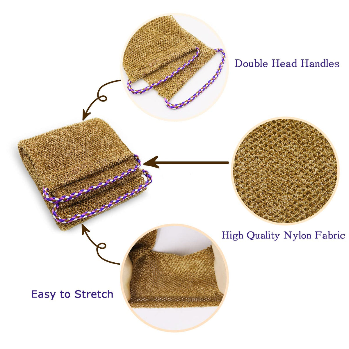 5 Pieces African Net Sponge with Handles Long African Exfoliating Net Washcloth Bath Sponge Net Cloth Wash Net Body Back Scrubber for Shower Loofah (5 Count)