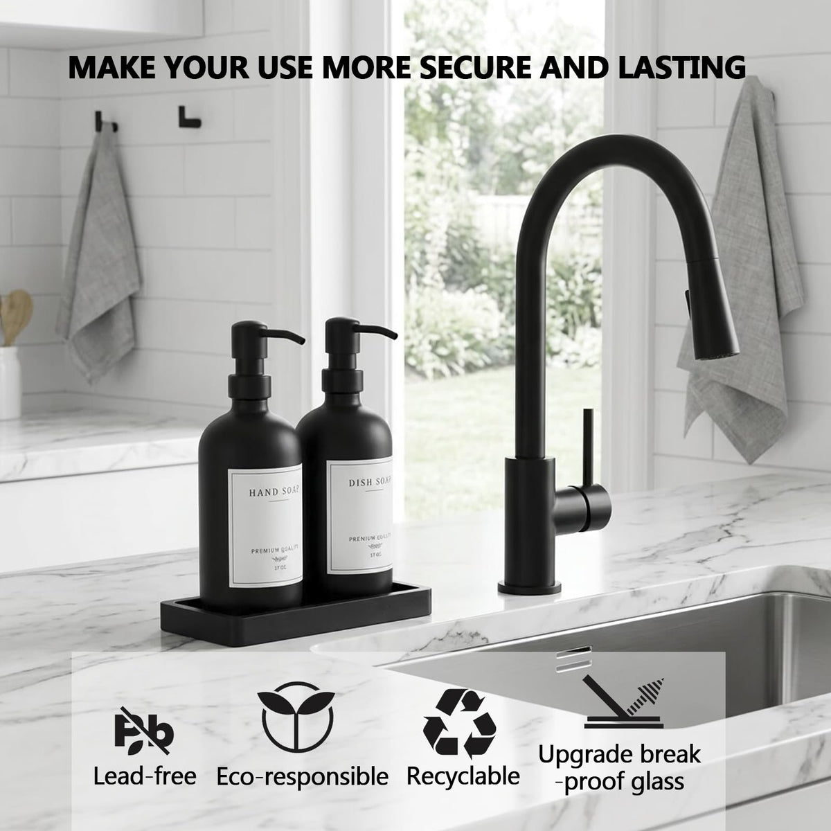Black Thick Glass Soap Dispenser (2 Count)