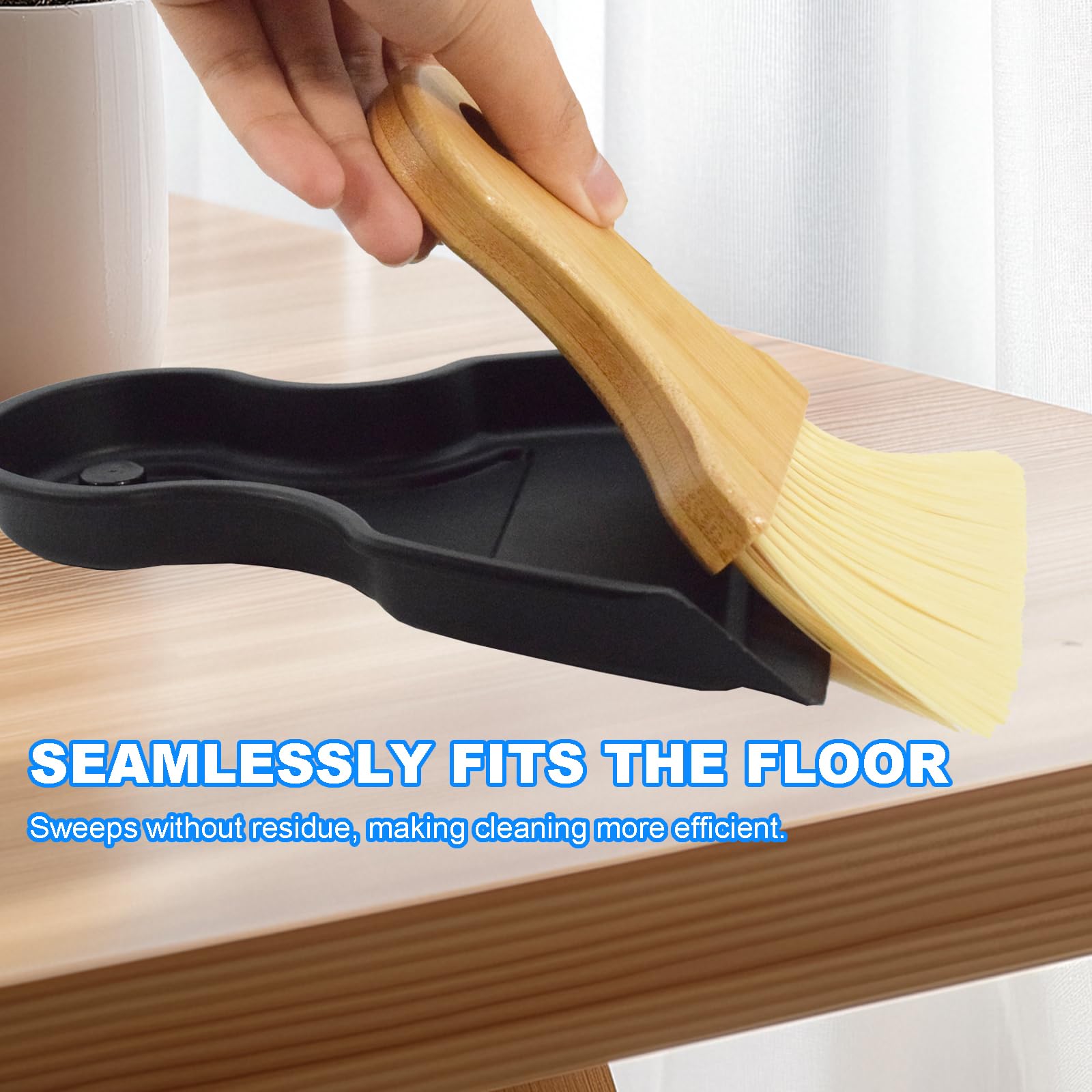 Mini Broom and Dustpan Set Portable Hand Broom with Bamboo Handle Small Crumb Sweeper for Home
