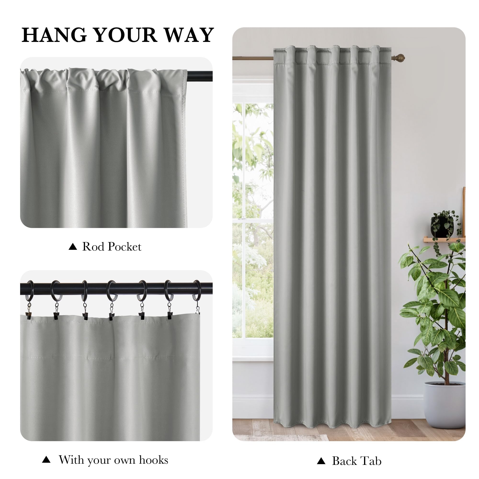 Bedroom Blackout Curtains 63 inches Long (2 Count)