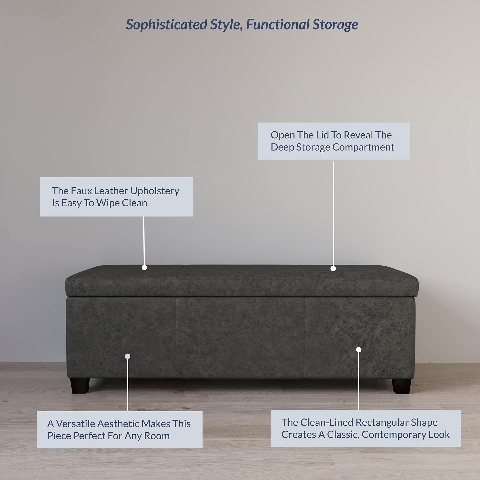 Faux Leather Storage Ottoman