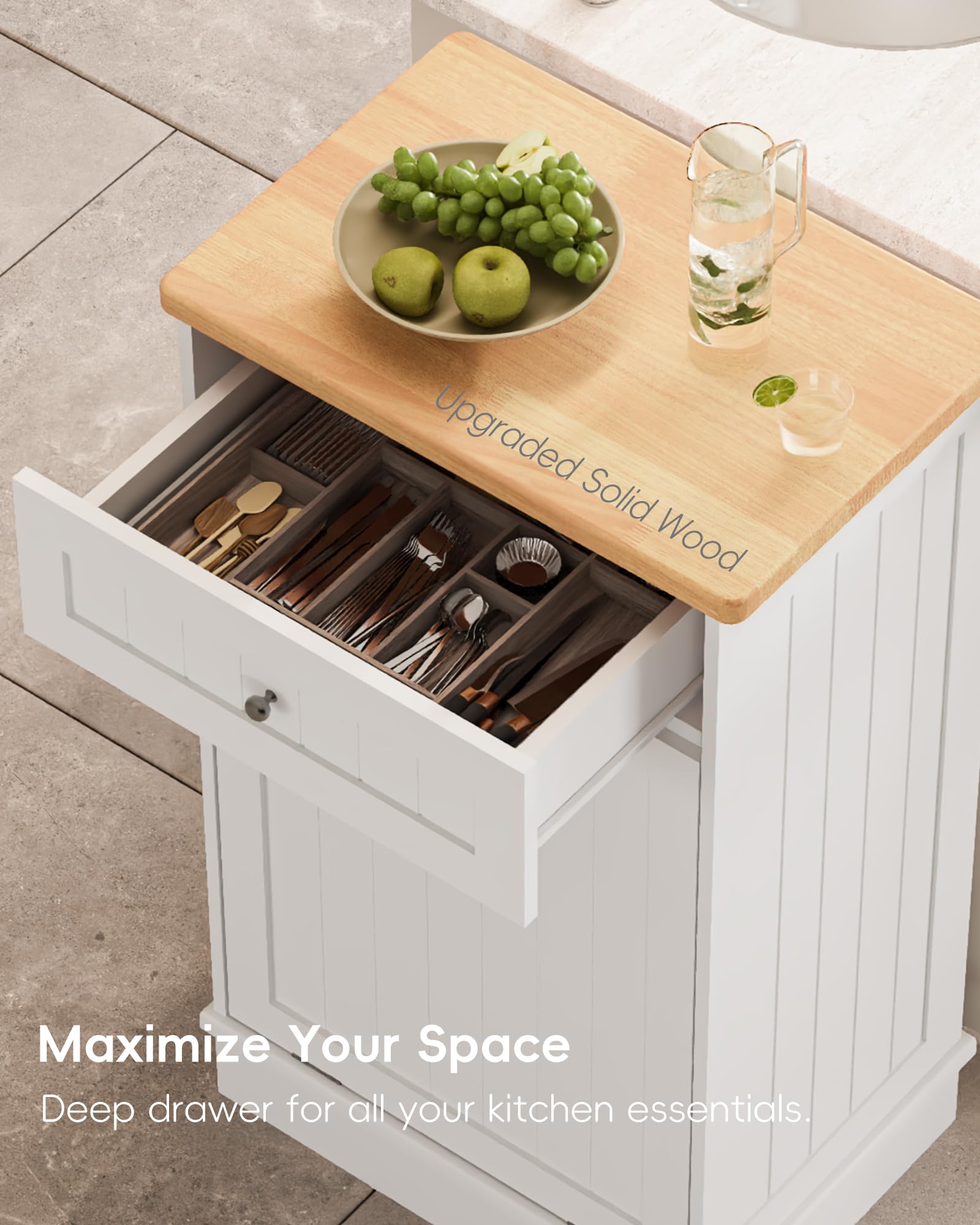 10 Gallon Tilt Out Trash Cabinet with Big Storage Drawer