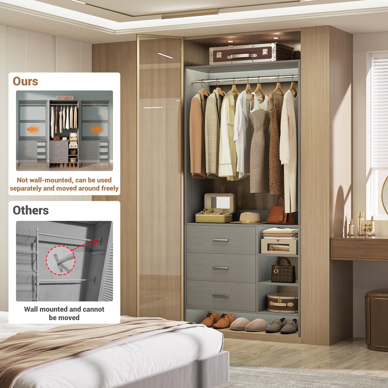 2.5FT Closet System with 3 Drawers