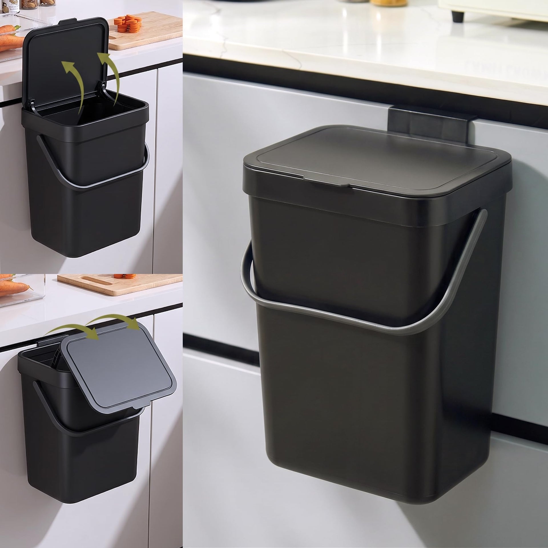 3.2 Gal Hanging Trash Can with Slide Lid