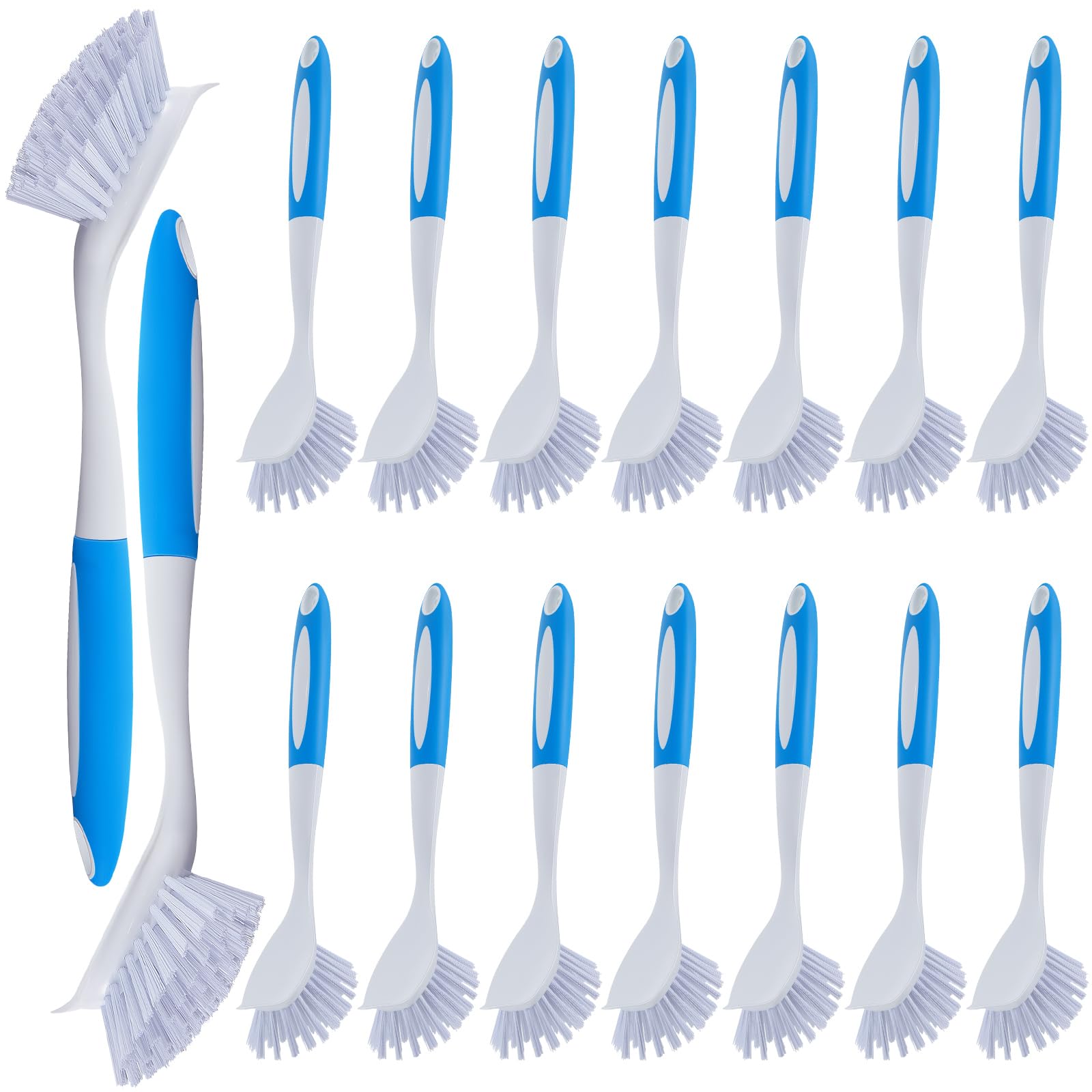 20 Pcs Blue Kitchen Scrub Dish Brush Bulk with 11 Inch Anti Slip Handle Cleaning Dish Scrubber with Stiff Bristles Washing Scrub Brushes for Housekeeping for Pots and Pans