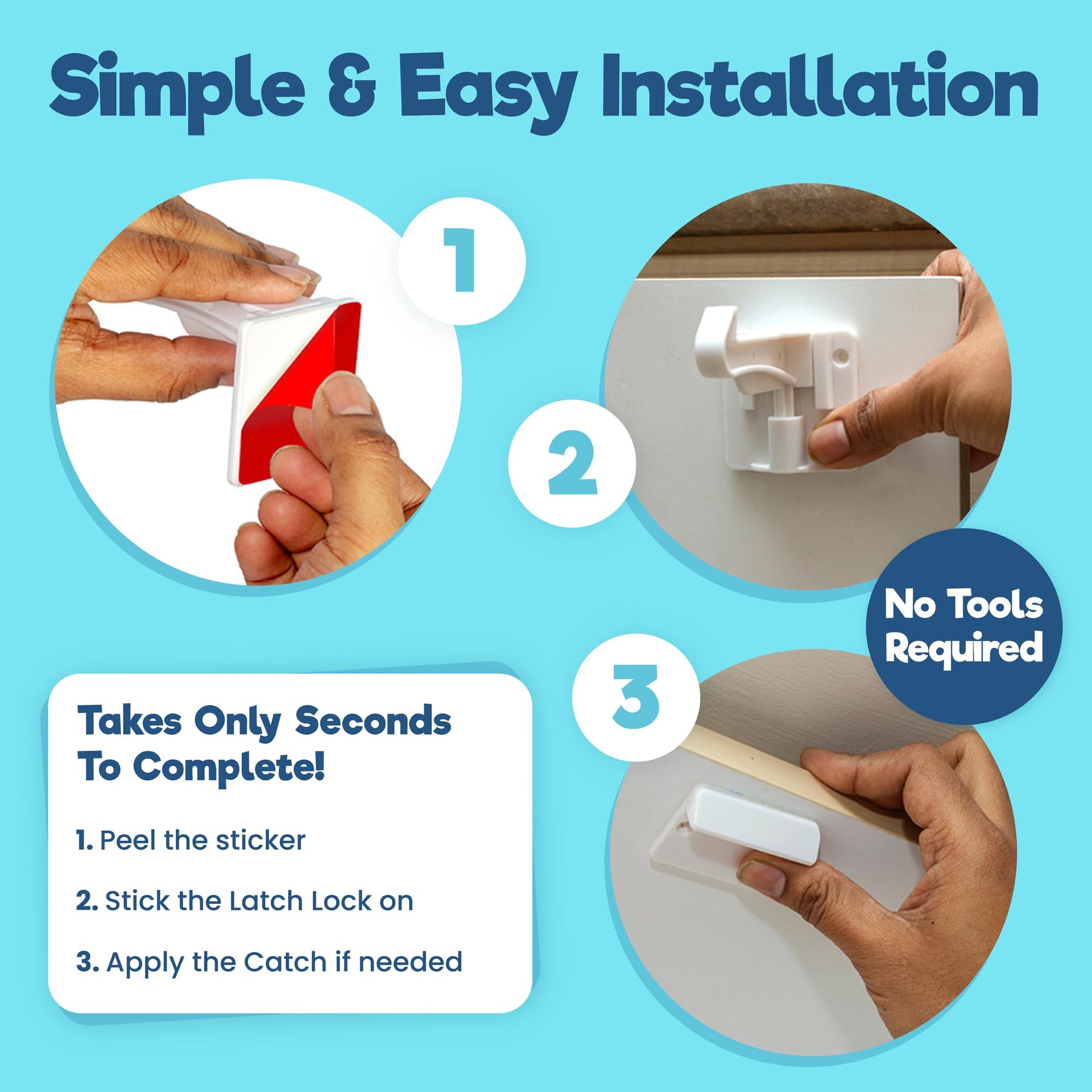 Upgraded Invisible Baby Proofing Cabinet Latch Locks (10 Count)