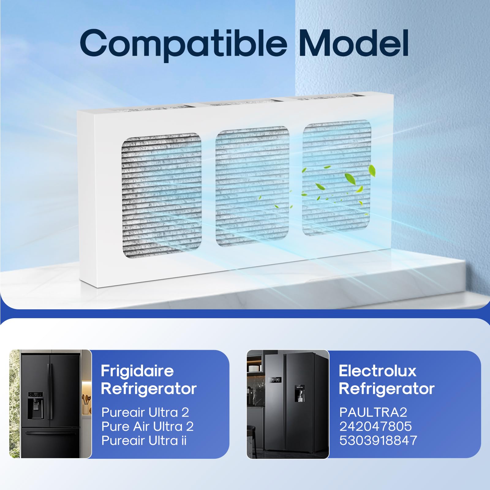 AF008 Compatible with Pureair Ultra 2 Refrigerator Air Filter (4 Count)
