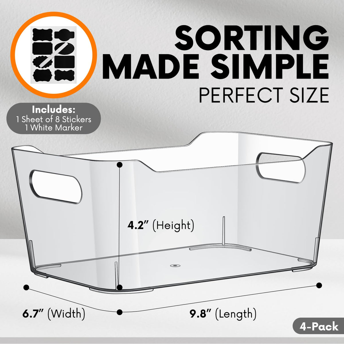 Clear Plastic Storage Bins (4 Count)