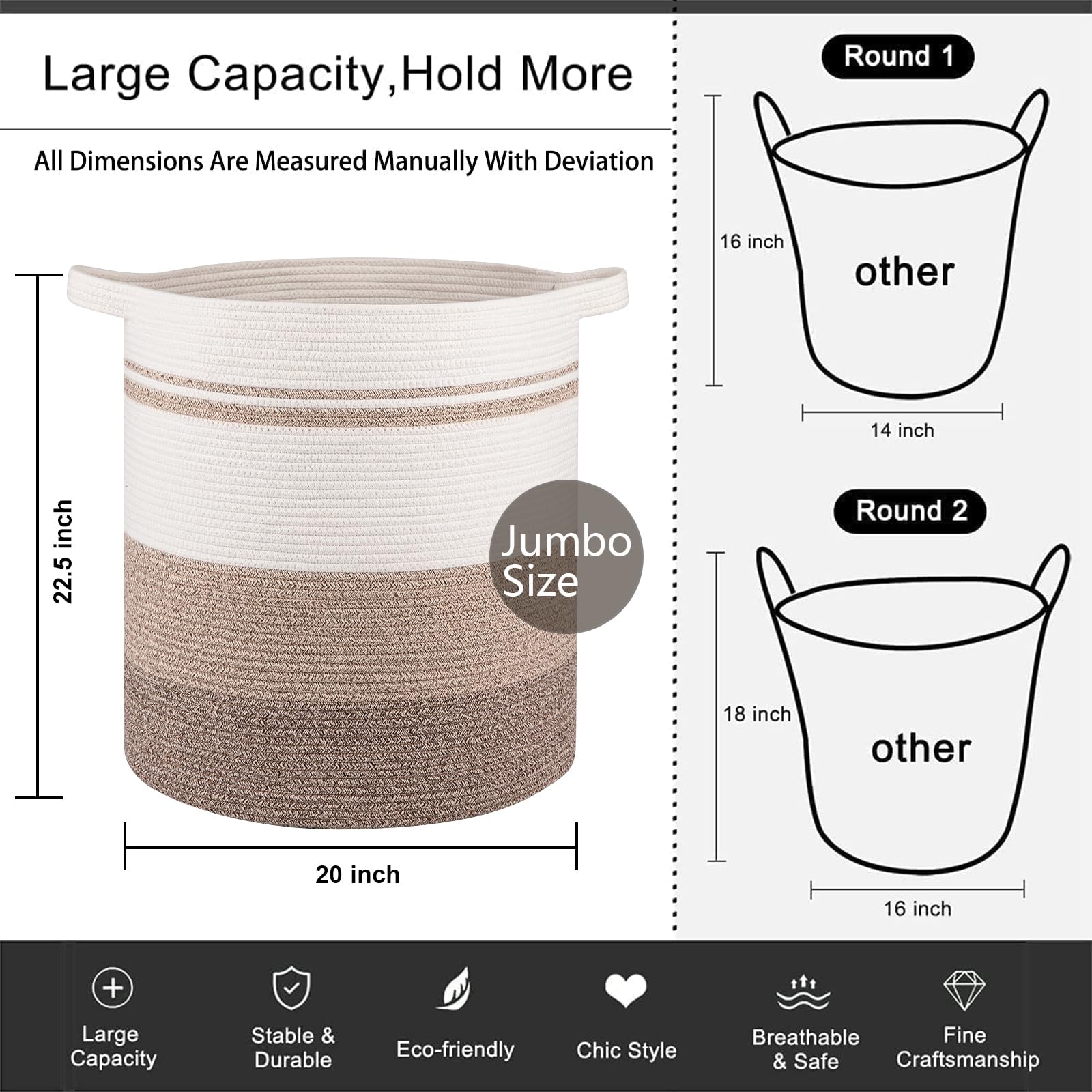 120L Laundry Baskets Hamper with Handles