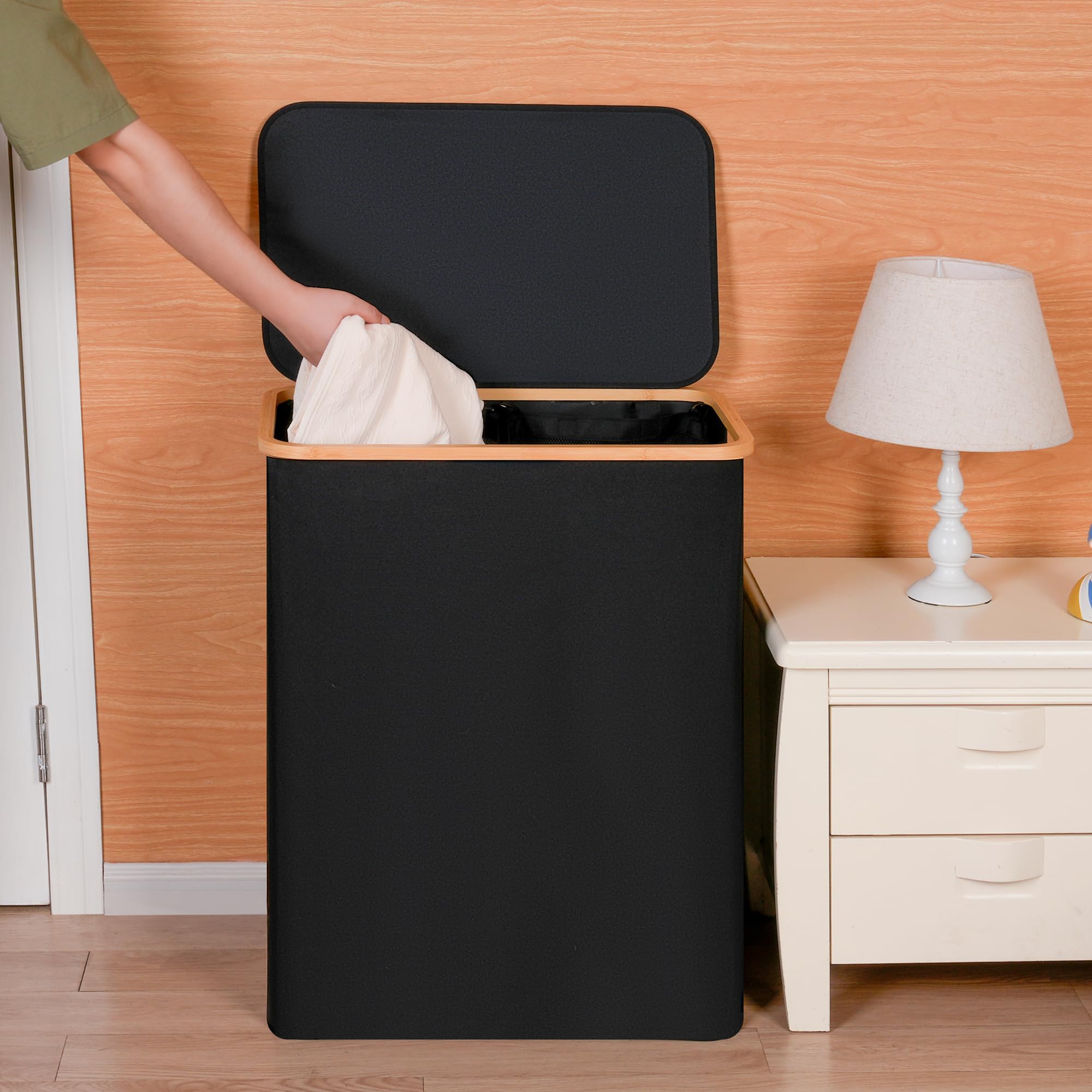 Double Laundry Hamper with Lid
