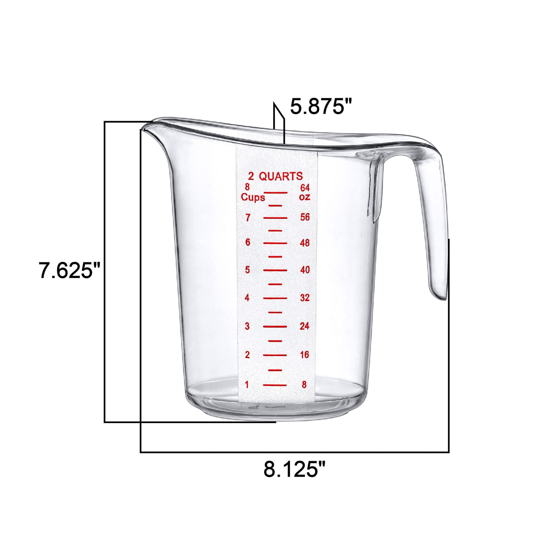 Melissa - 64-Ounce Plastic Measuring Pitcher (2-Pack), 8-Cup (2-Quart) Food-Grade Measuring Jug, Unbreakable, Stackable, Dishwasher-Safe, Great for Oil, Vinegar, Flour, and More