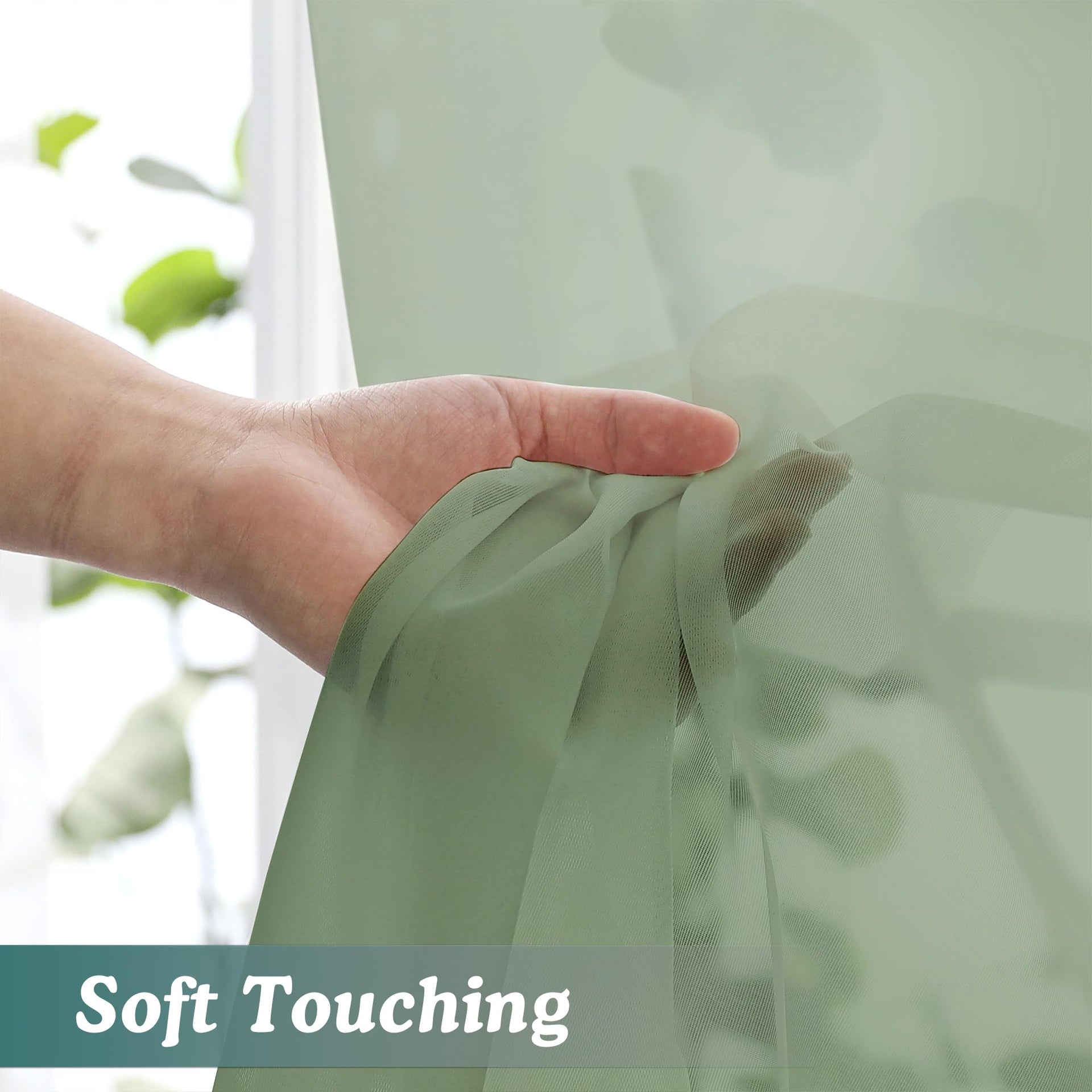 Sage Green Sheer Curtains 96 Inches Long 2 Panels (2 Count)