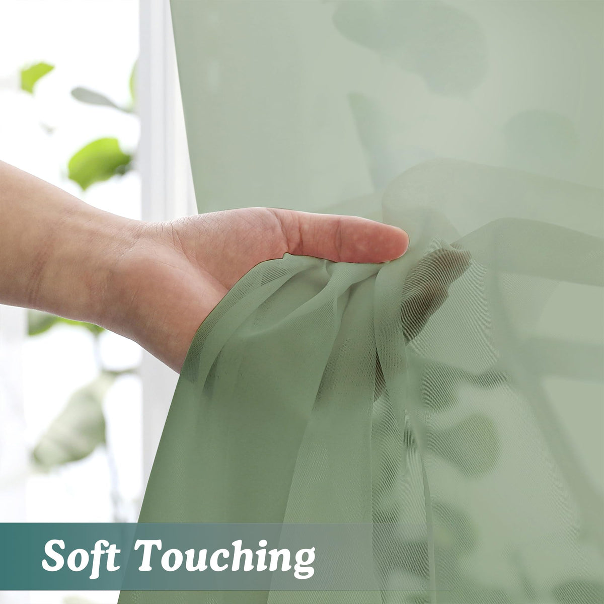 Extra Long Sage Green Sheer Curtains 120 Inches Long 2 Panels (2 Count)