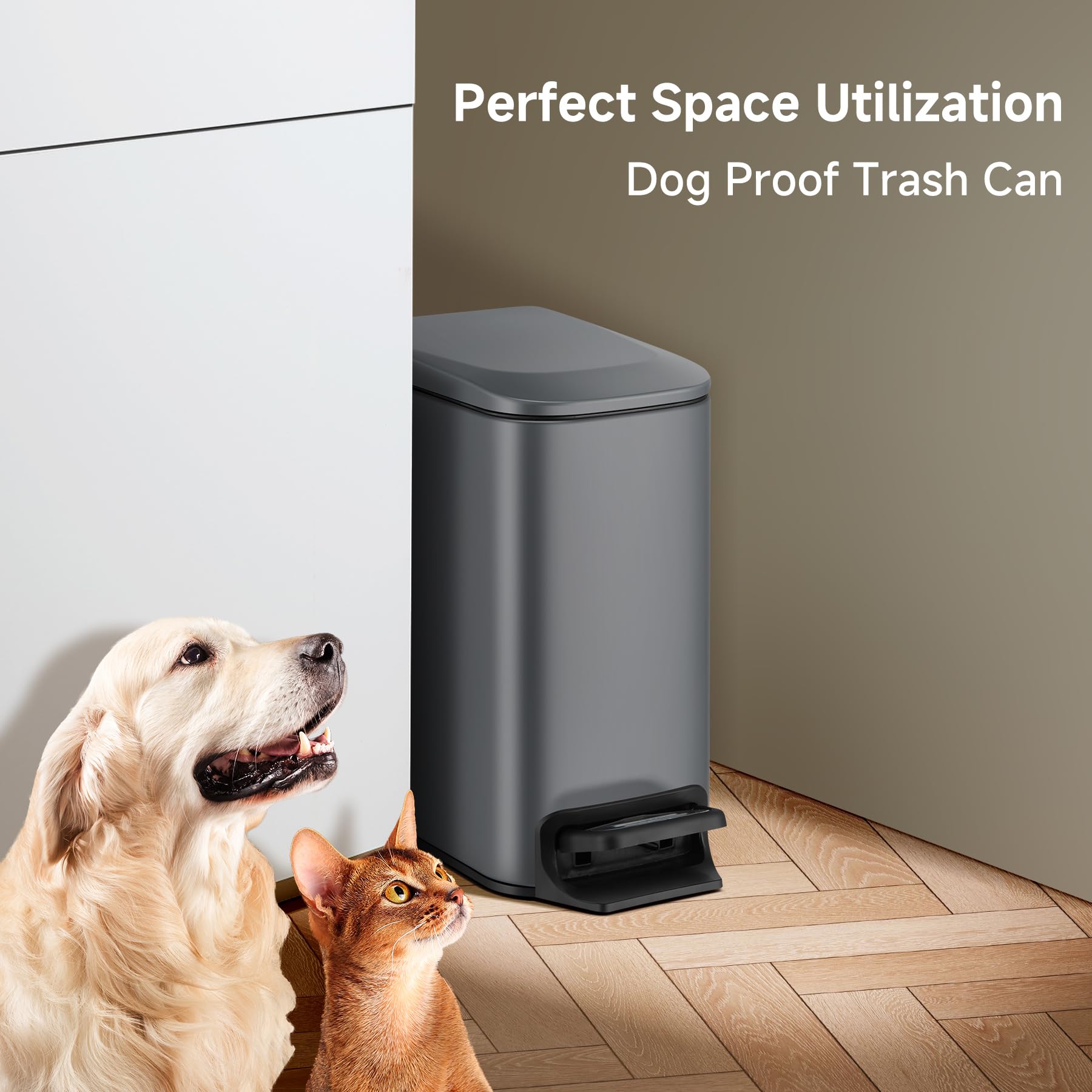 Small Bathroom Trash Can with Lid