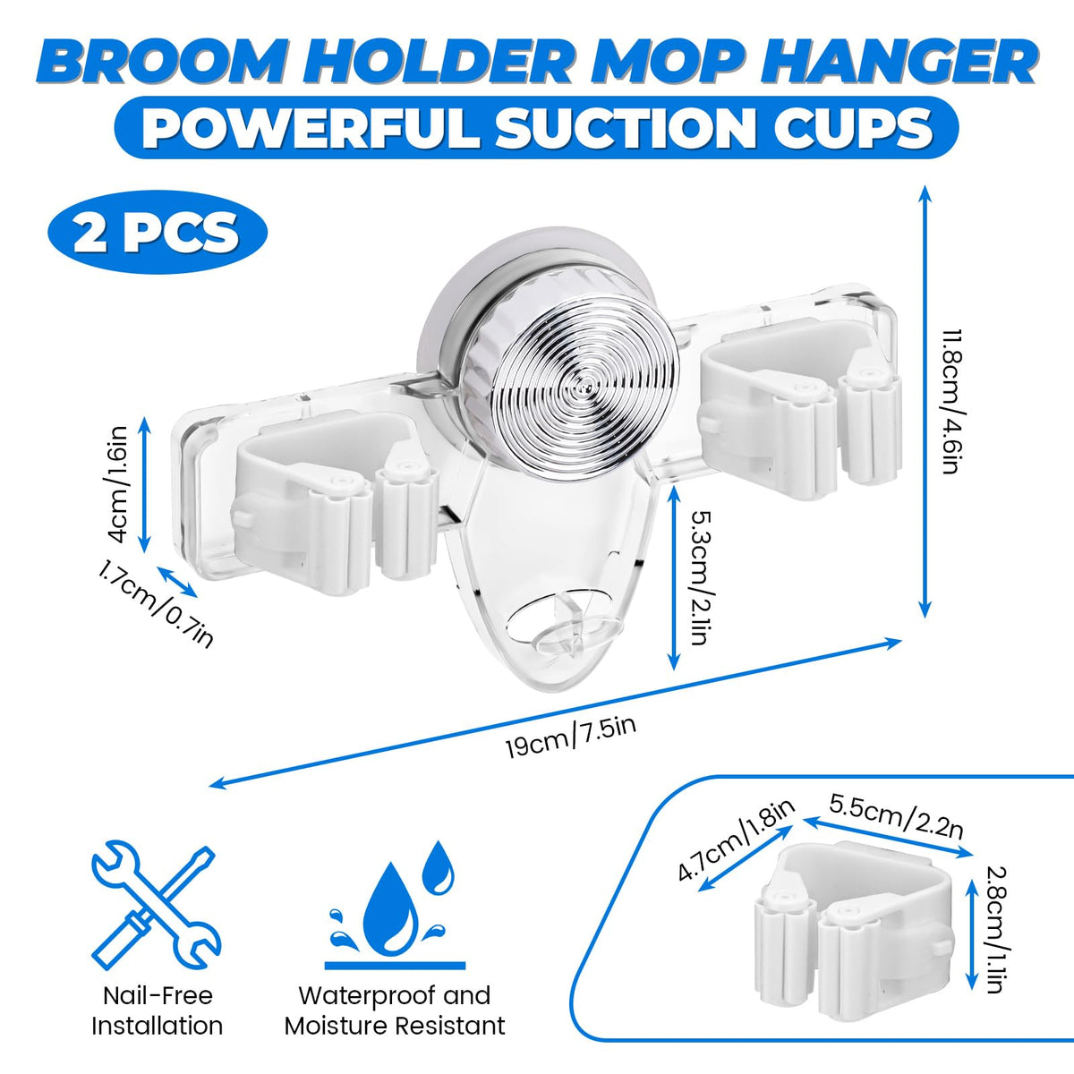 2 Pack Broom Holder Mop Hanger (2 Count)