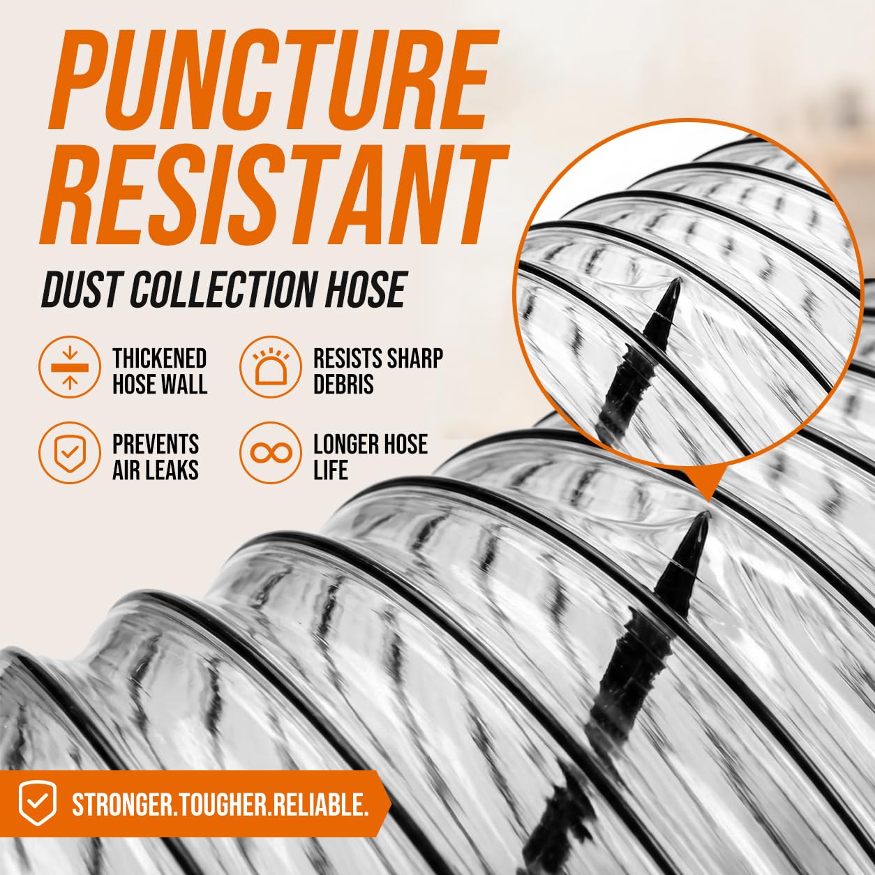4"x70' Clear PVC Dust Collection Hose