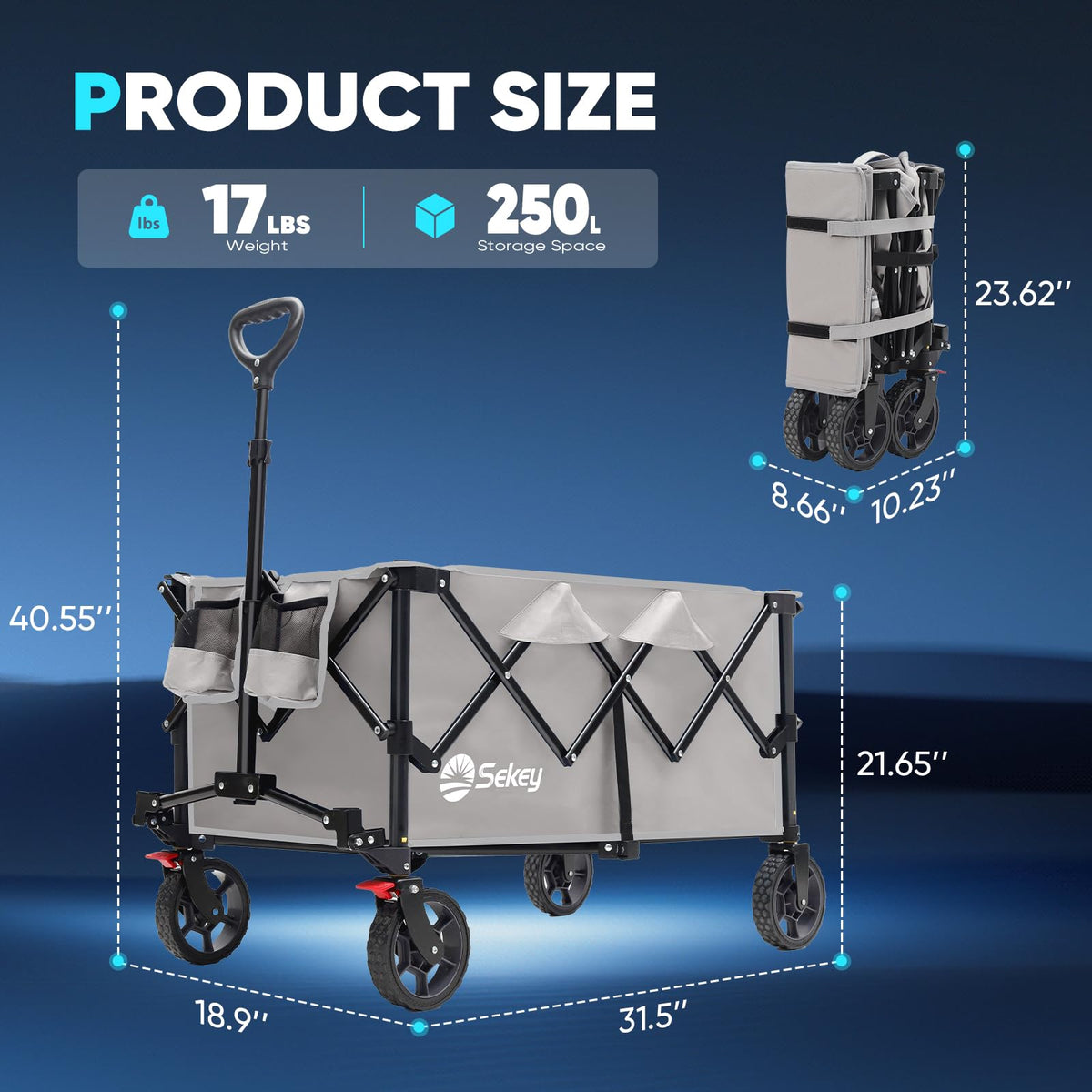 Collapsible Foldable Wagon with 300lbs Weight Capacity