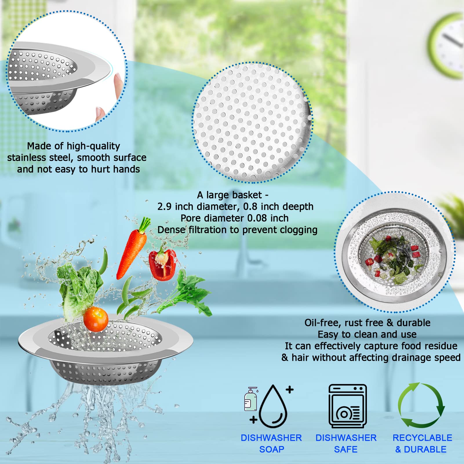 Kitchen Sink Drain Strainer (4 Count)