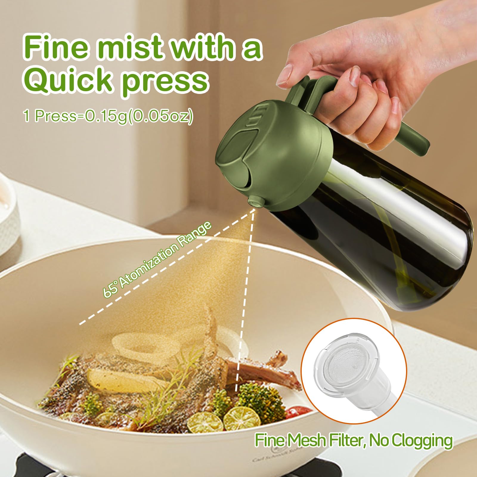 16 oz 2-in-1 Dark Glass Oil Sprayer & Dispenser, BlackOliveGreen