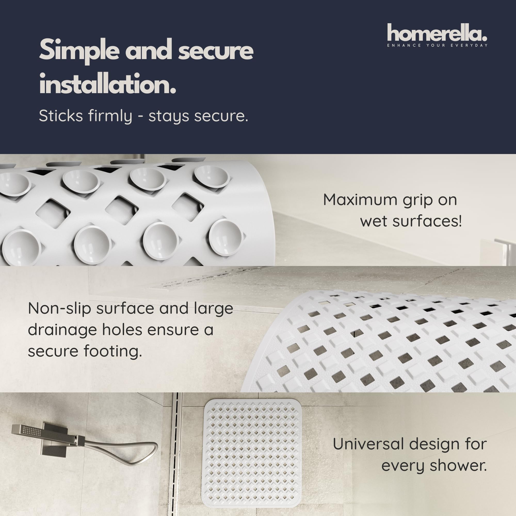 Square Shower Mat Non Slip Anti Mold 21x21 Anti Slip Shower Mat