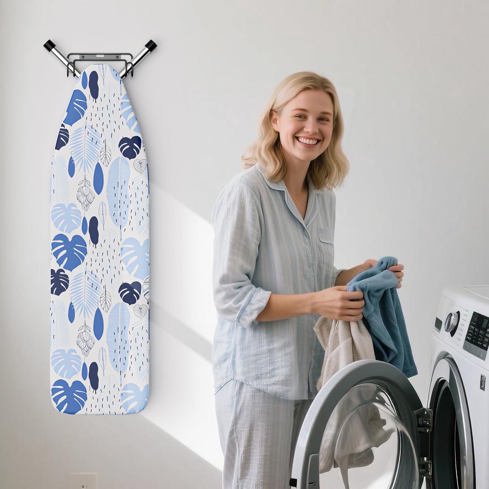 Over The Door & Wall Mount Ironing Board Hanger with Removable Hook