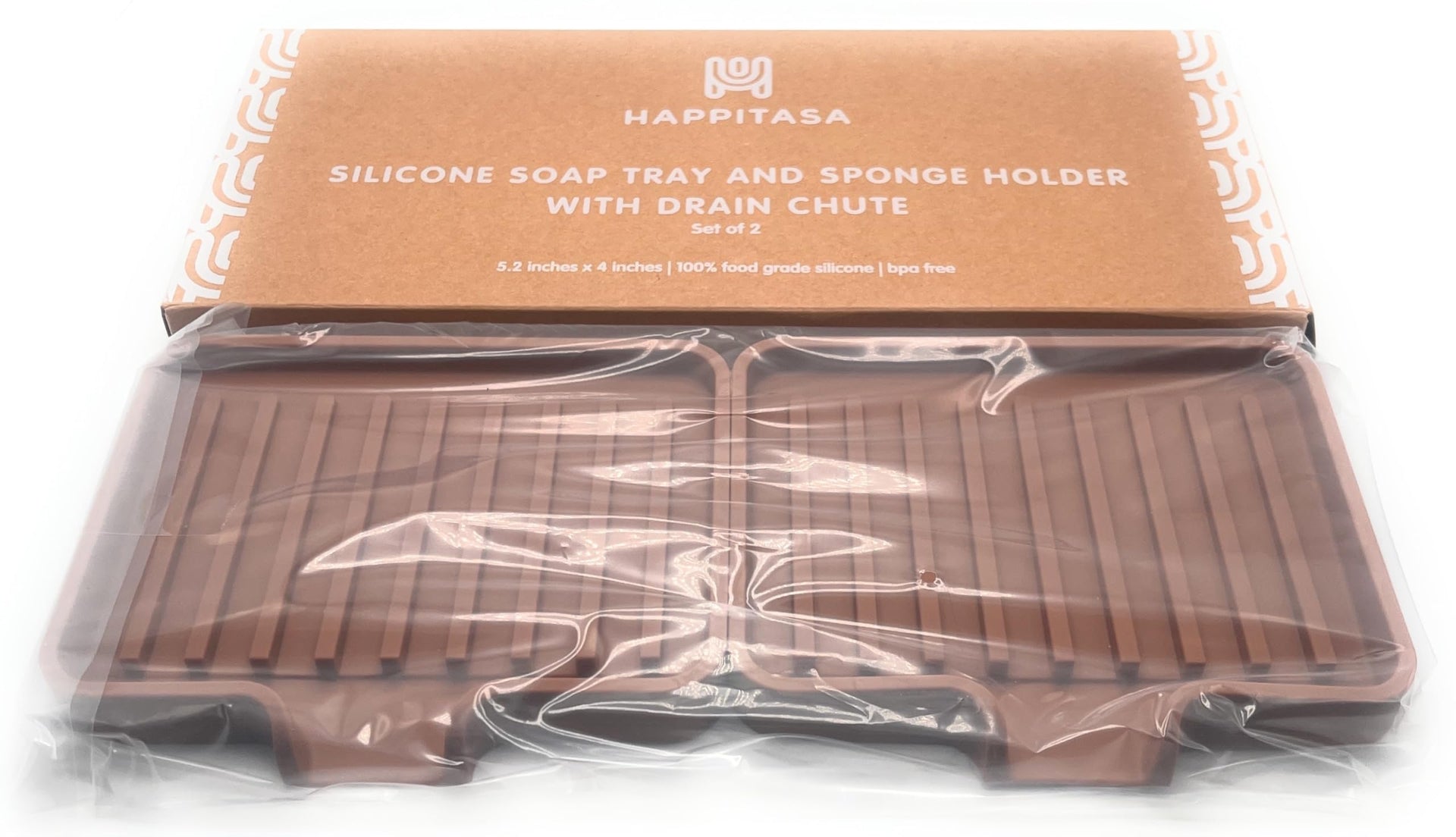 Silicone Soap Dish Tray and Sponge Holder with Drain Chute (2 Count)