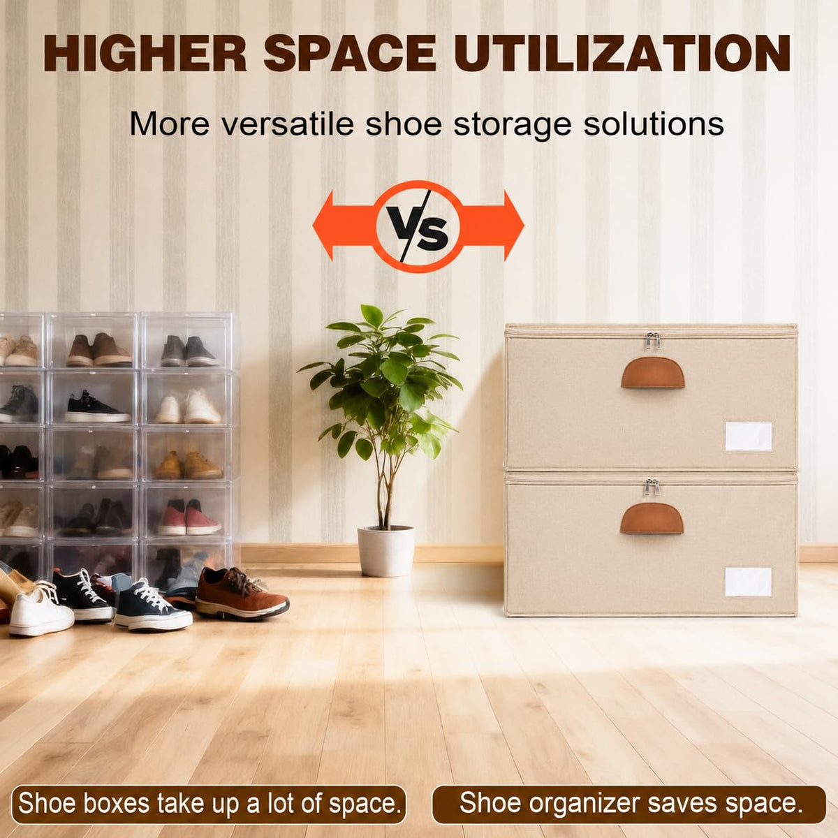 1 Pack Shoe Organizer for Closet with Adjustable Divider Shoe Storage Box