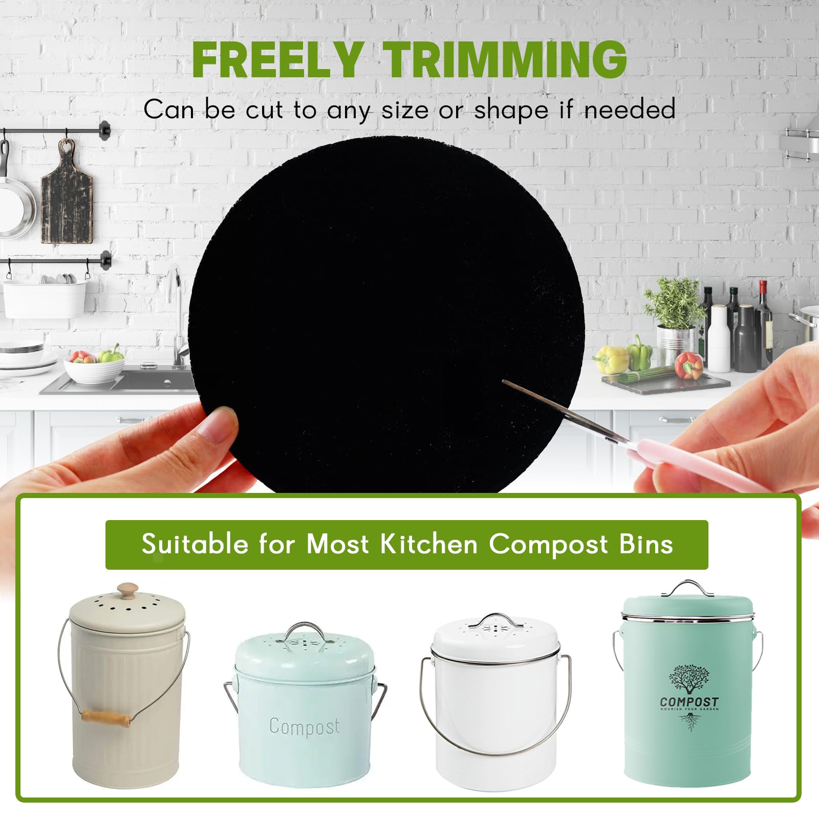 12 Pack 6.7 Inch Round Compost Bin Charcoal Filters (12 Count)