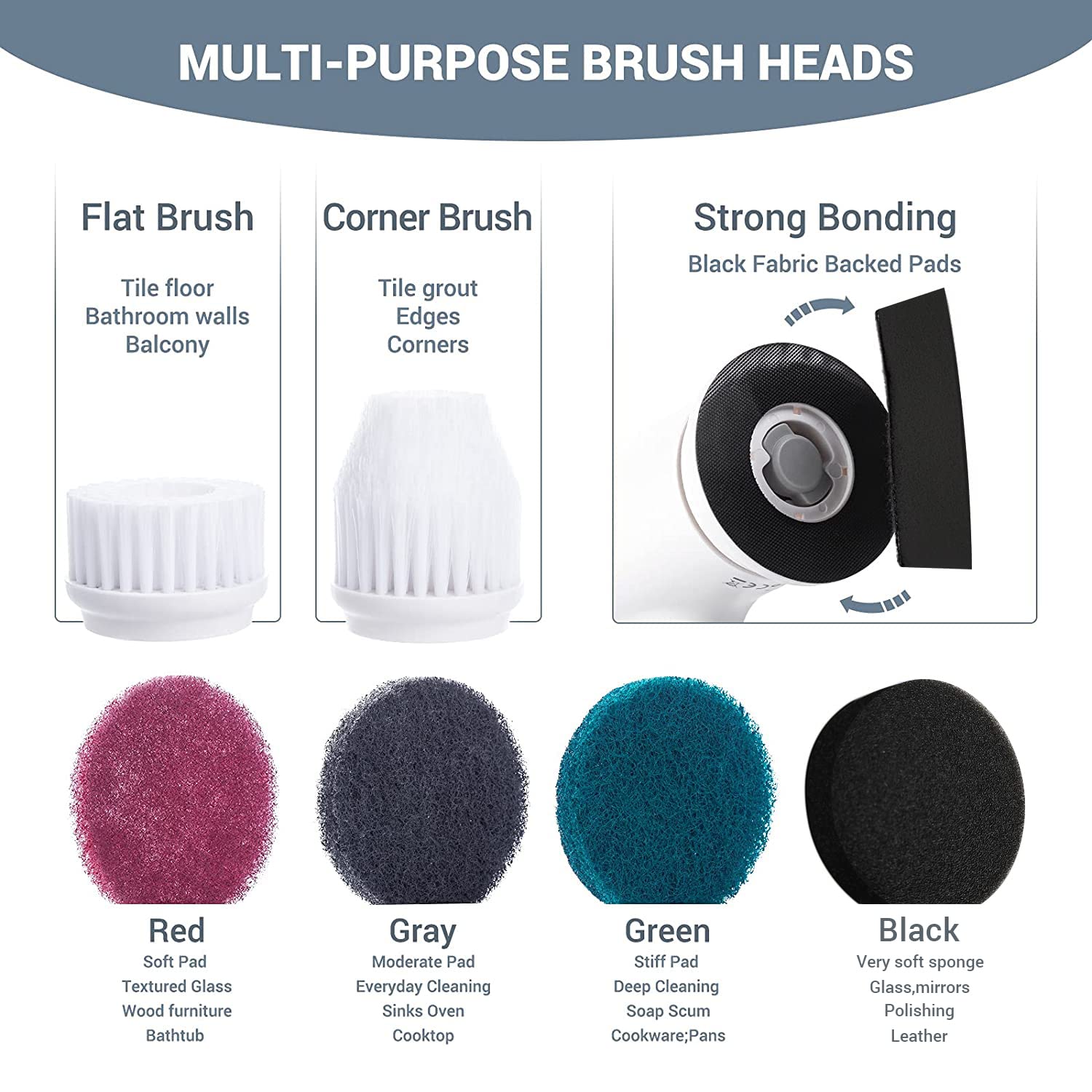 Handheld Electric Spin Scrubber with 6 Replaceable Brush Heads