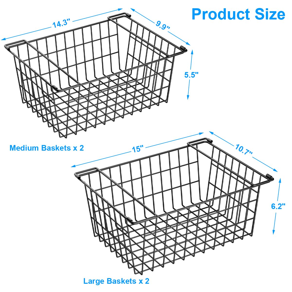 Stacking Freezer Organizer Bin Large Capacity Chest Freezer Baskets (4 Count)