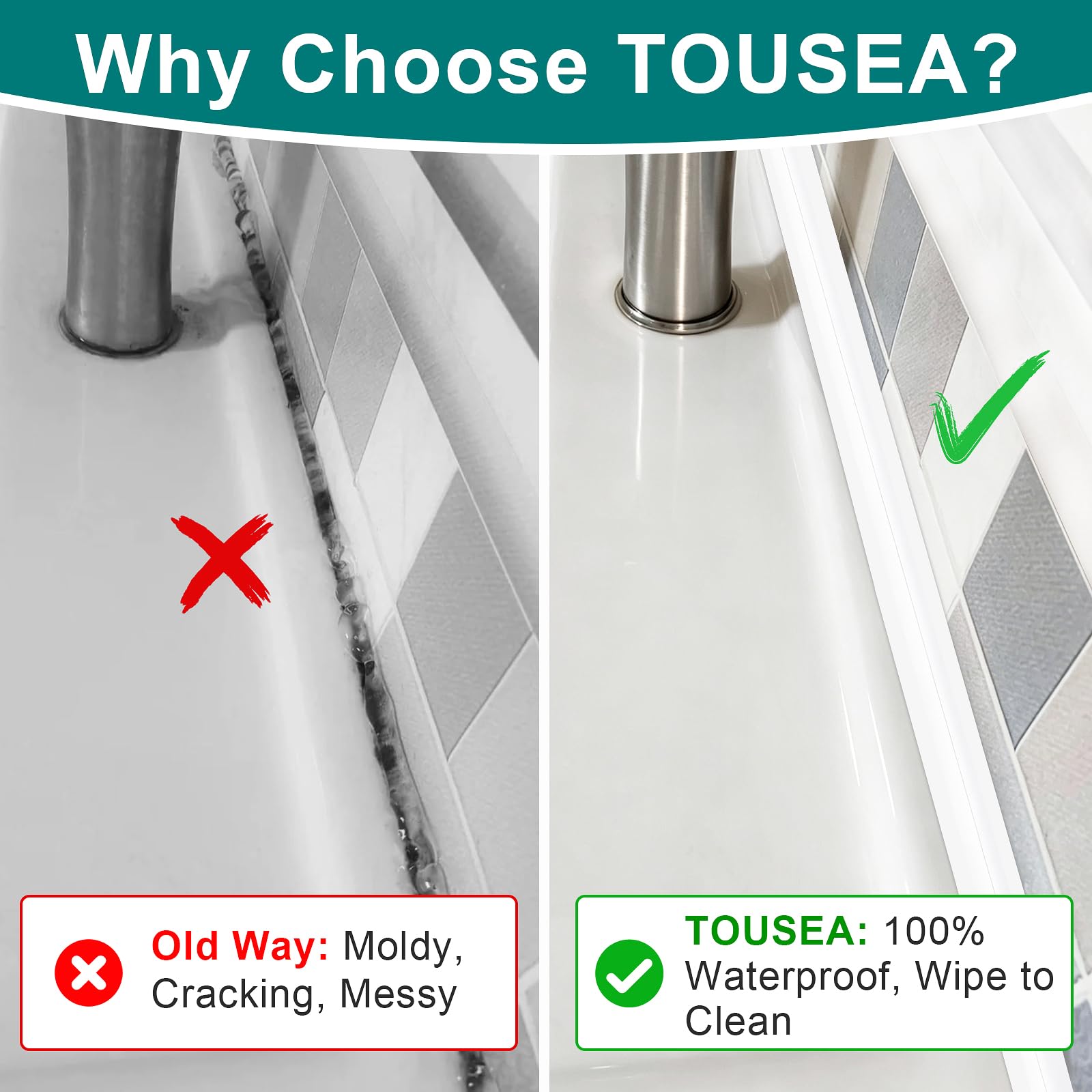 White 1.5"x10.5ft Self Adhesive Caulk Strip for Toilet
