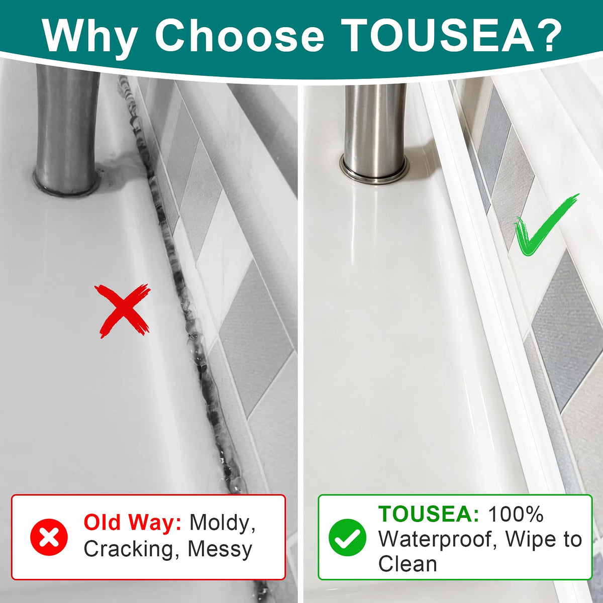White 1.5"x10.5ft Self Adhesive Caulk Strip for Toilet